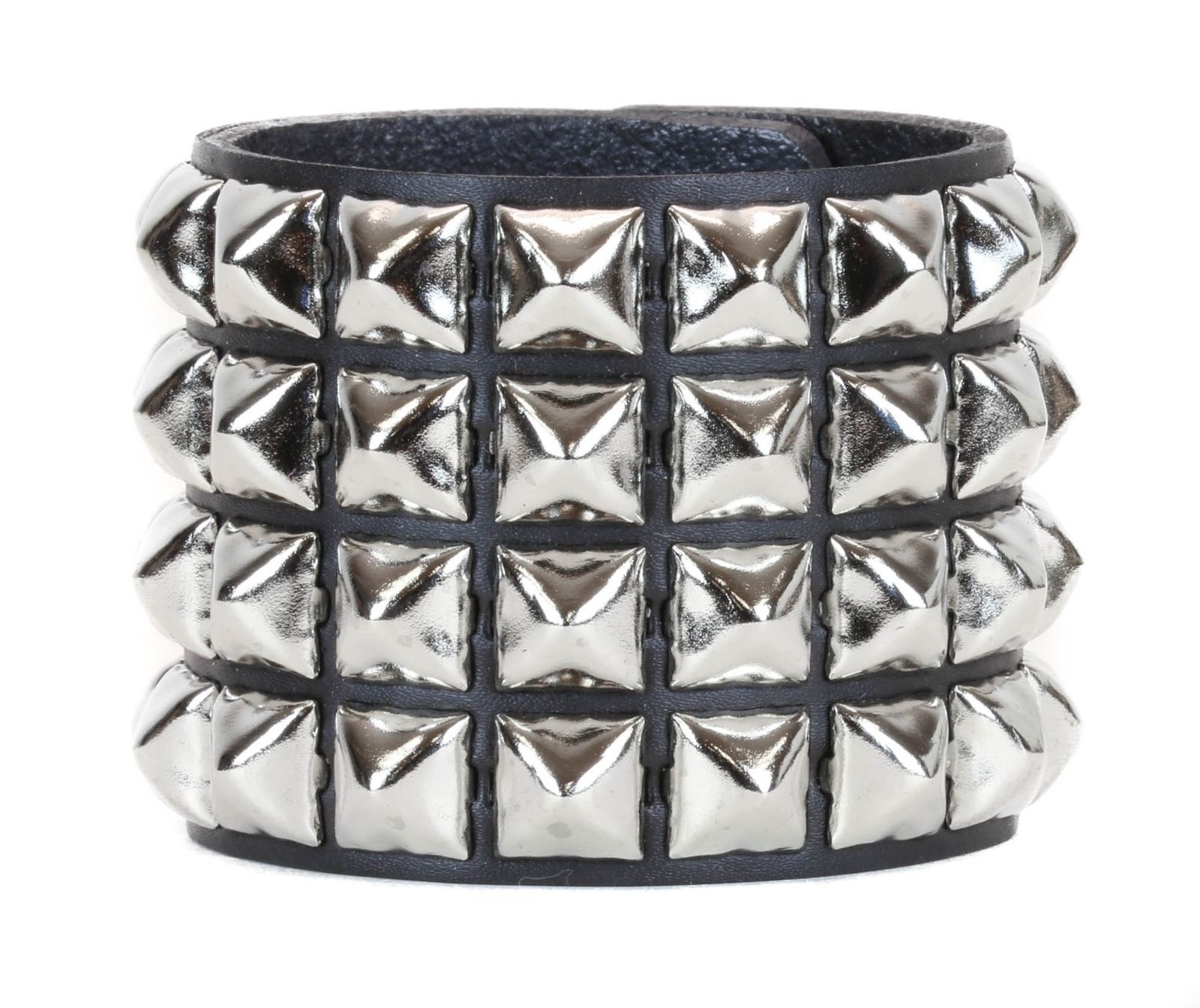 Pyramid Stud 4 Row Punk Rockers Gothic Bracelet Glam Thrash Heavy Metal