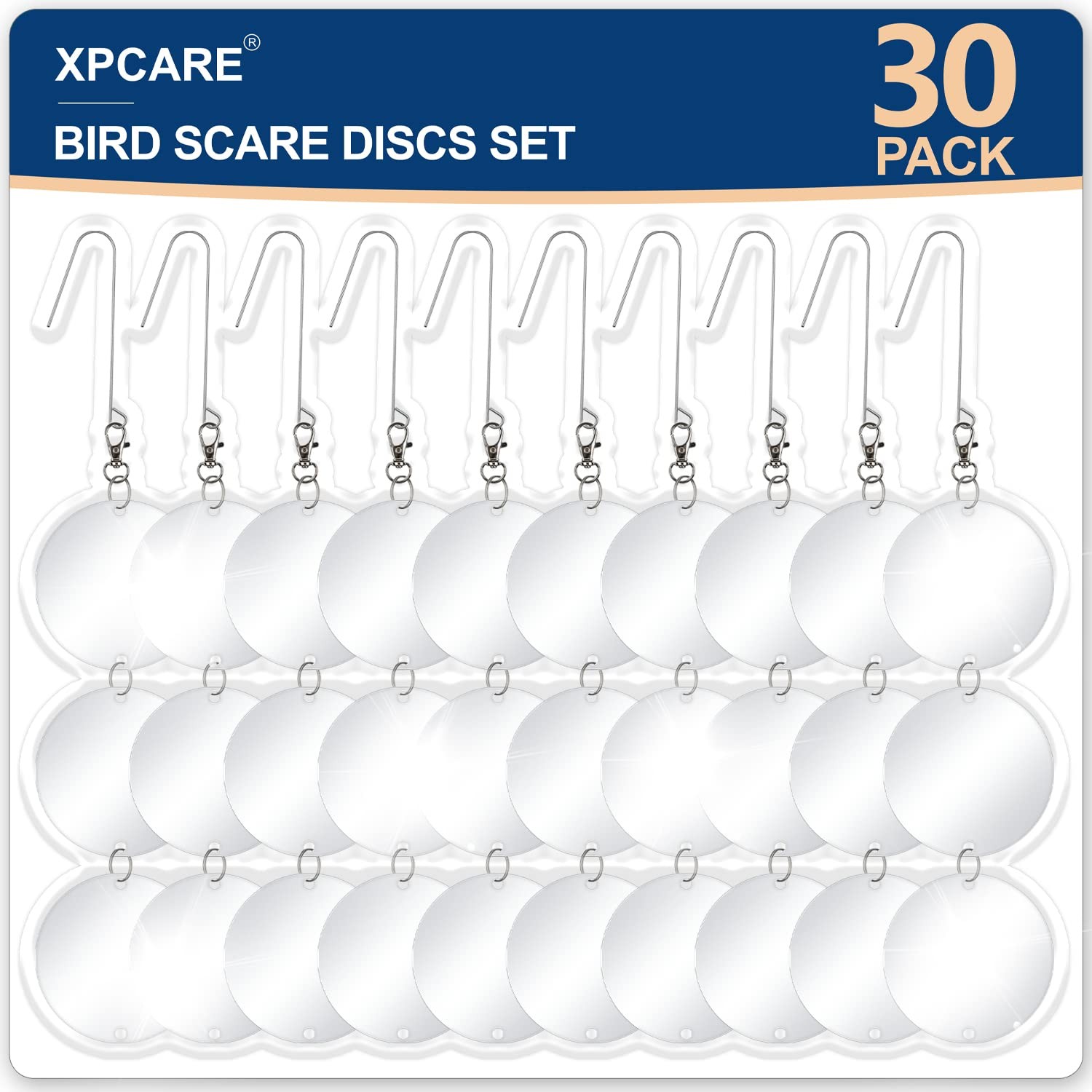 30 Pack Bird Scare Discs Set-Highly Reflective Double-Sided Bird Reflectors