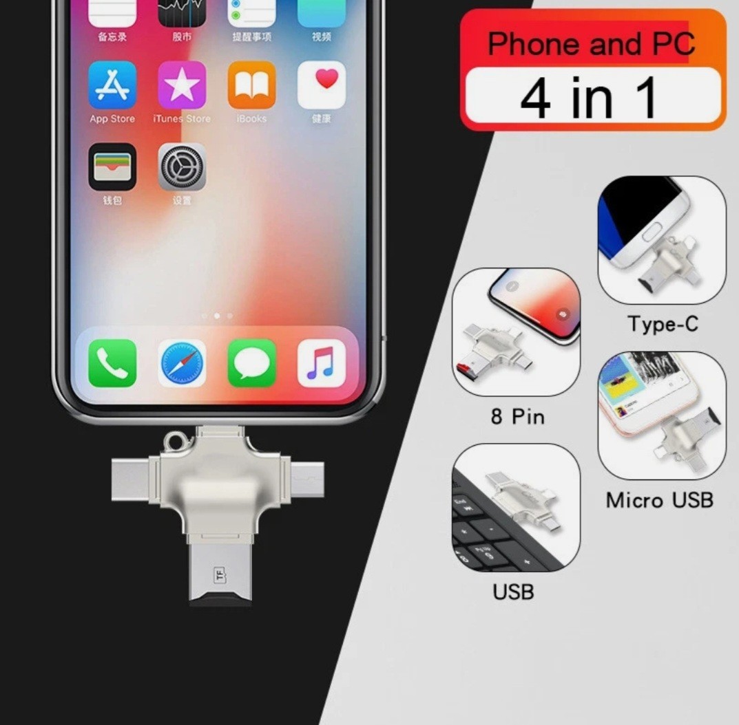 USB 3.0 TF/SD 64GB Card Adapter Flash Drive Type-C OTG iPhone&Android PC