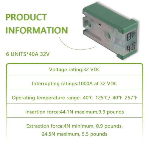 15A 20A 25A 30A 40A 50A 60A 32V Mini Slotted Automotive 15 20 25 30 40 50 60A