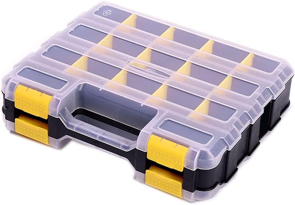 AIDY-PRO 34-Compartment Double Sided Small Parts Organizer Box, Yellow