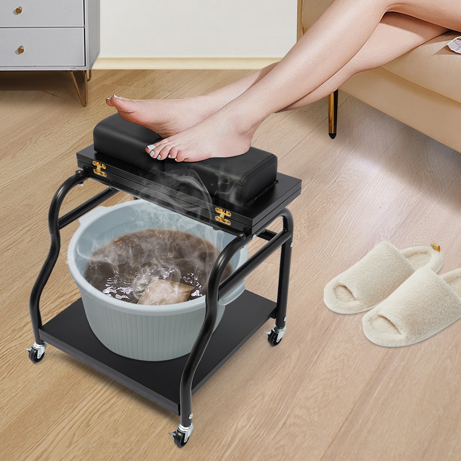 Portable Esthetician Trolley Cart, Trolley Cart with Wheels, Foot Bath Cart