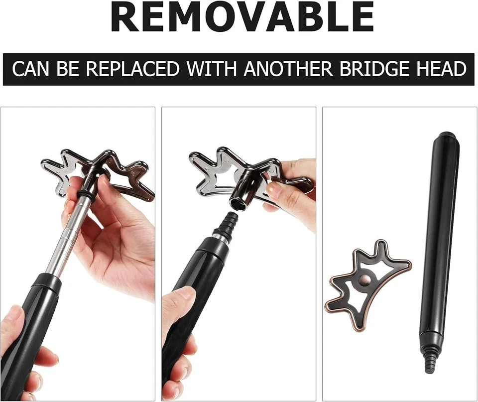 Retractable Pool Bridge Stick - Billiards Accessories Cue Bridge with Removable