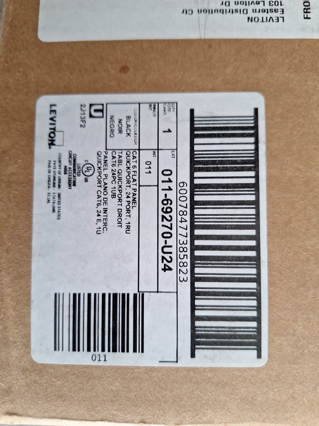 Leviton 69270-U24 Flat 24-Port Cat 6 Patch Panel with Cable Management Bar