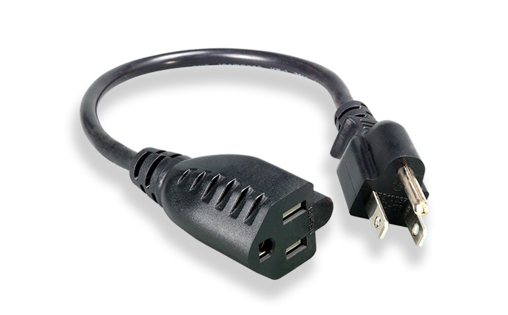 Heavy-Duty Power Cord Extension NEMA5-15-P/5-15R SJT 16AWG 13A 125V 4FT Black