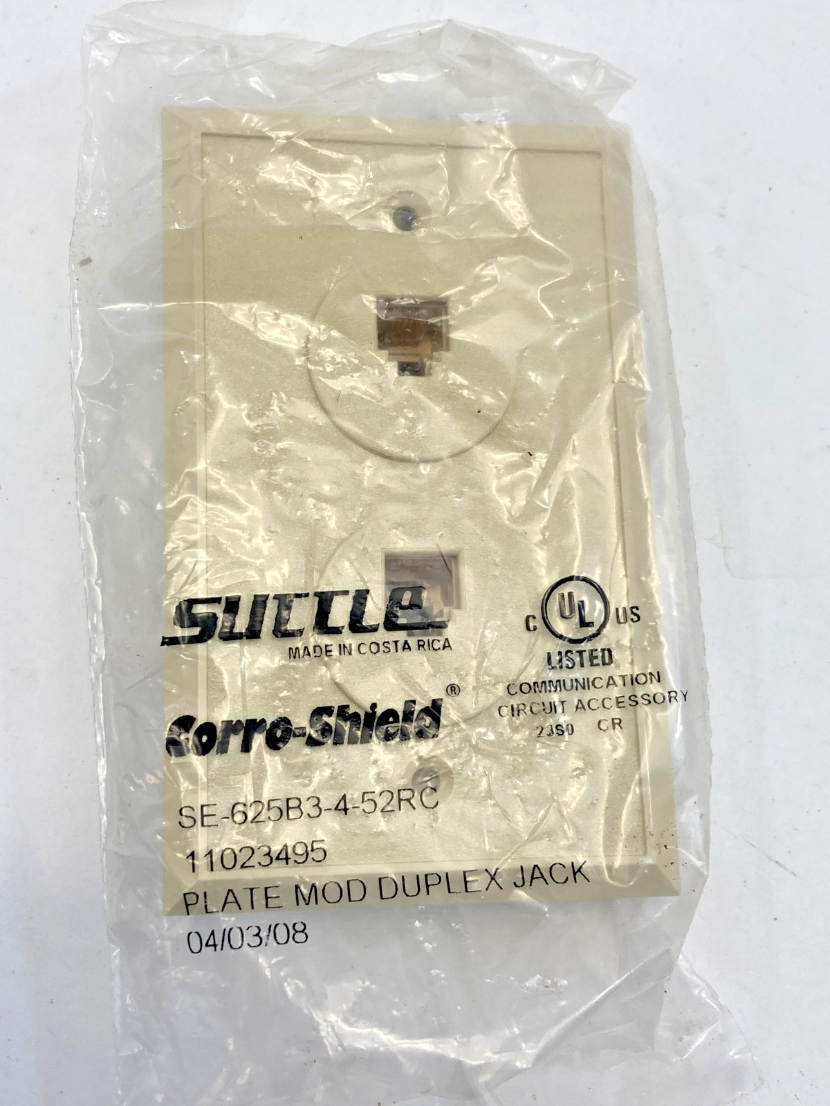 Suttle Plate Modular Duplex Jack ~ Ivory SE-625B3-4-52RC