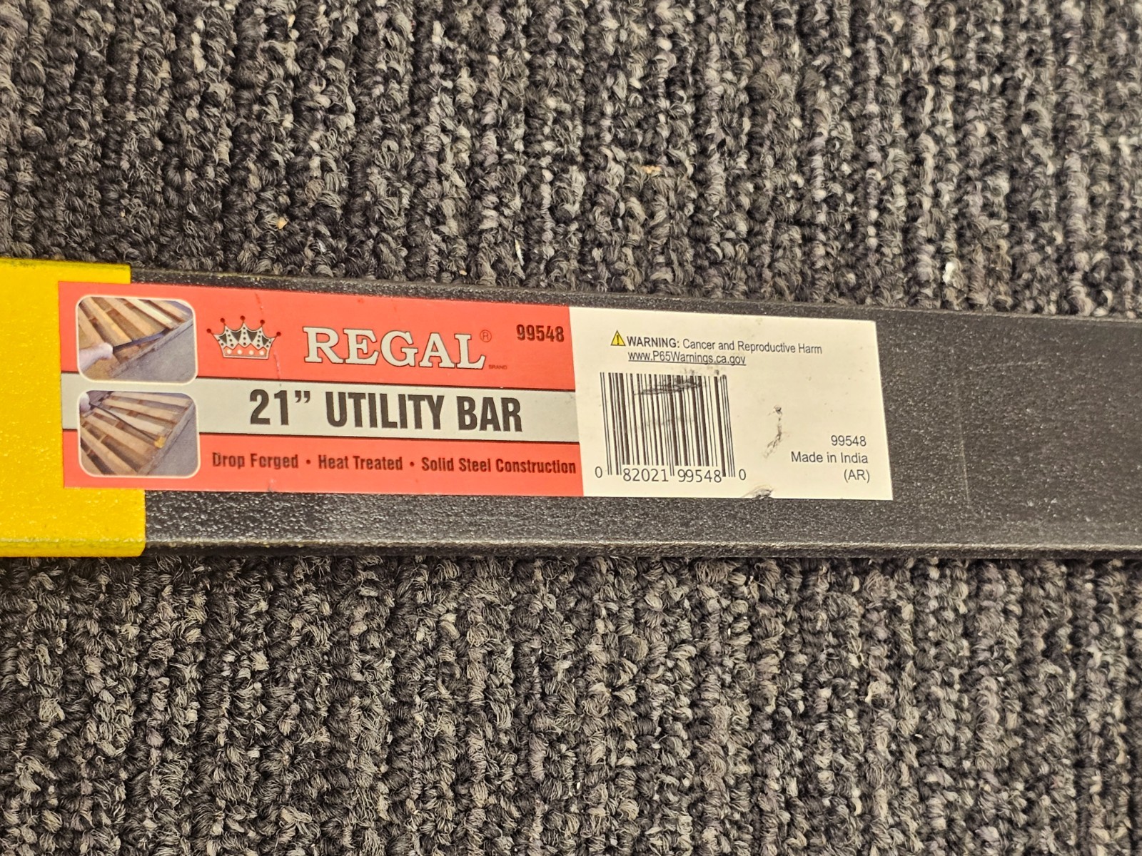 Regal 21" Utility Bar 99548, Drop Forged, Heat Treated, Solid Steel Construction