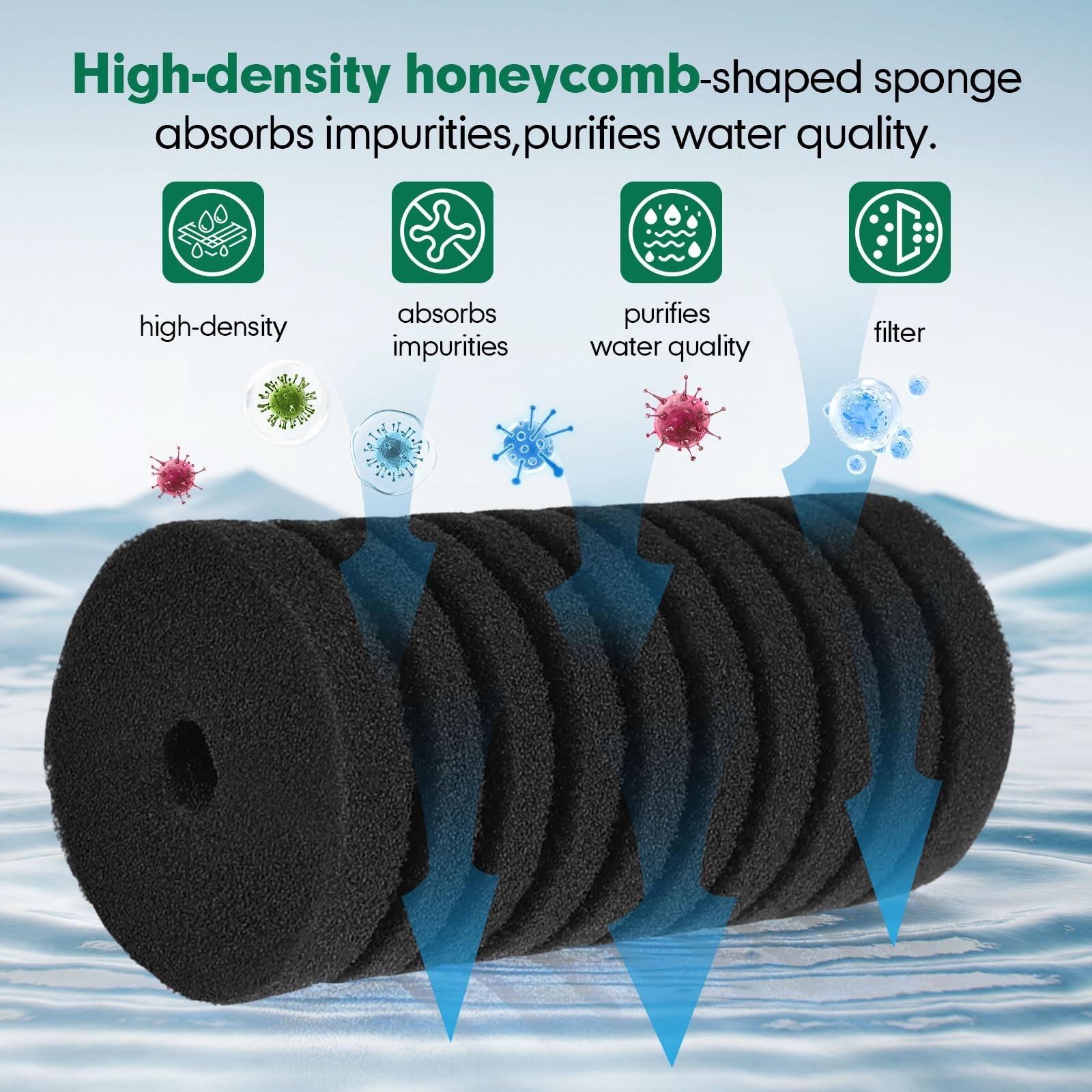 AQQA Replacement Aquarium Filter Sponge 4 Pack S（replacement sponge)