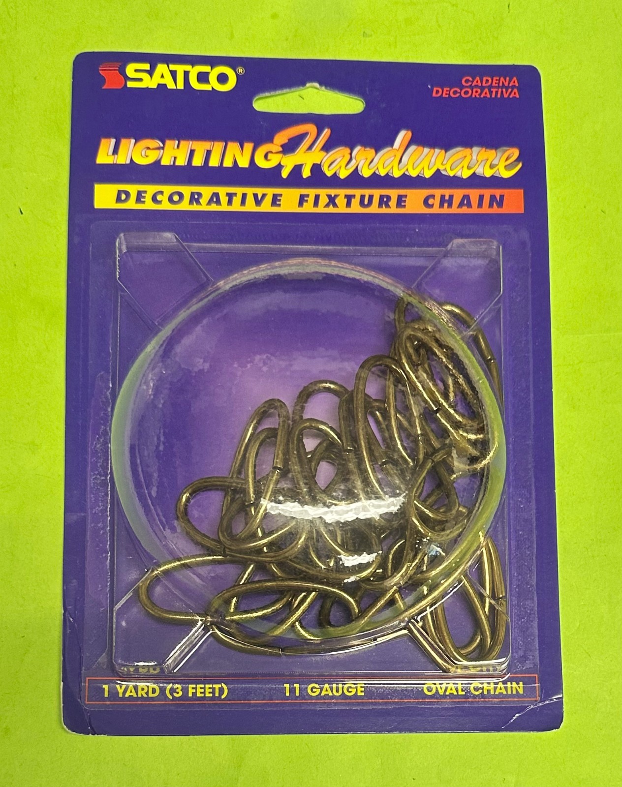 SATCO S70-071 3ft Decorative Light Fixture Chain 11 Gauge Oval Antique Brass