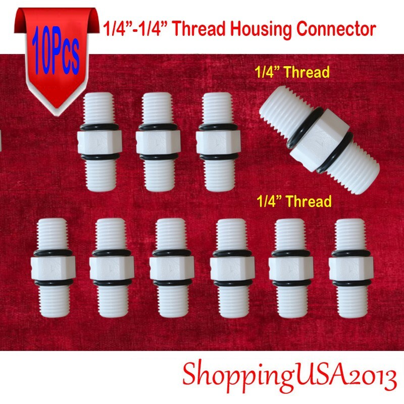 10 Pcs 1/4"-1/4" Dual Male Straight Fitting Connector For Water Filter Housing