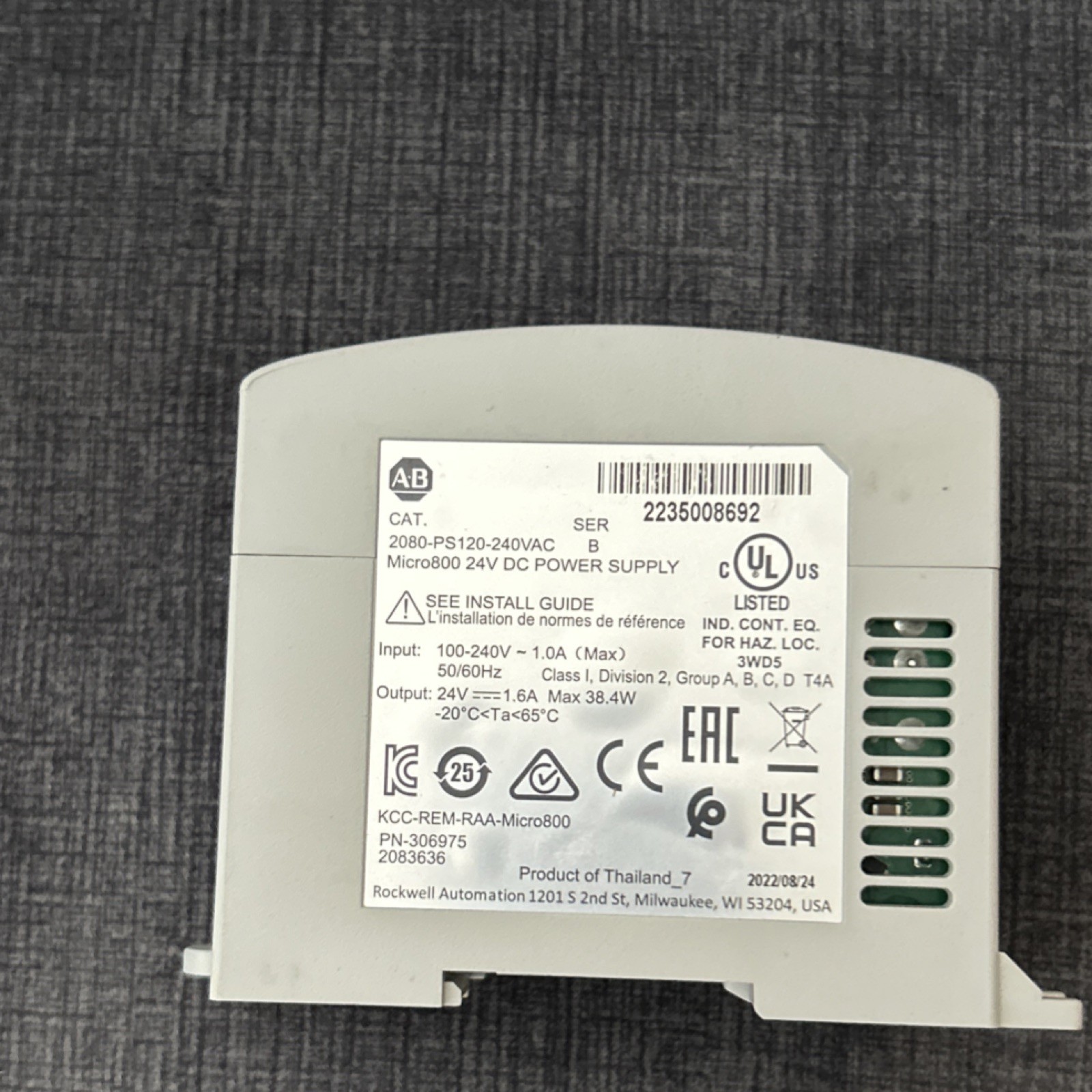 Allen-Bradley 2080-PS120-240VAC Micro800 Power Supply Module 100-240VAC 13W