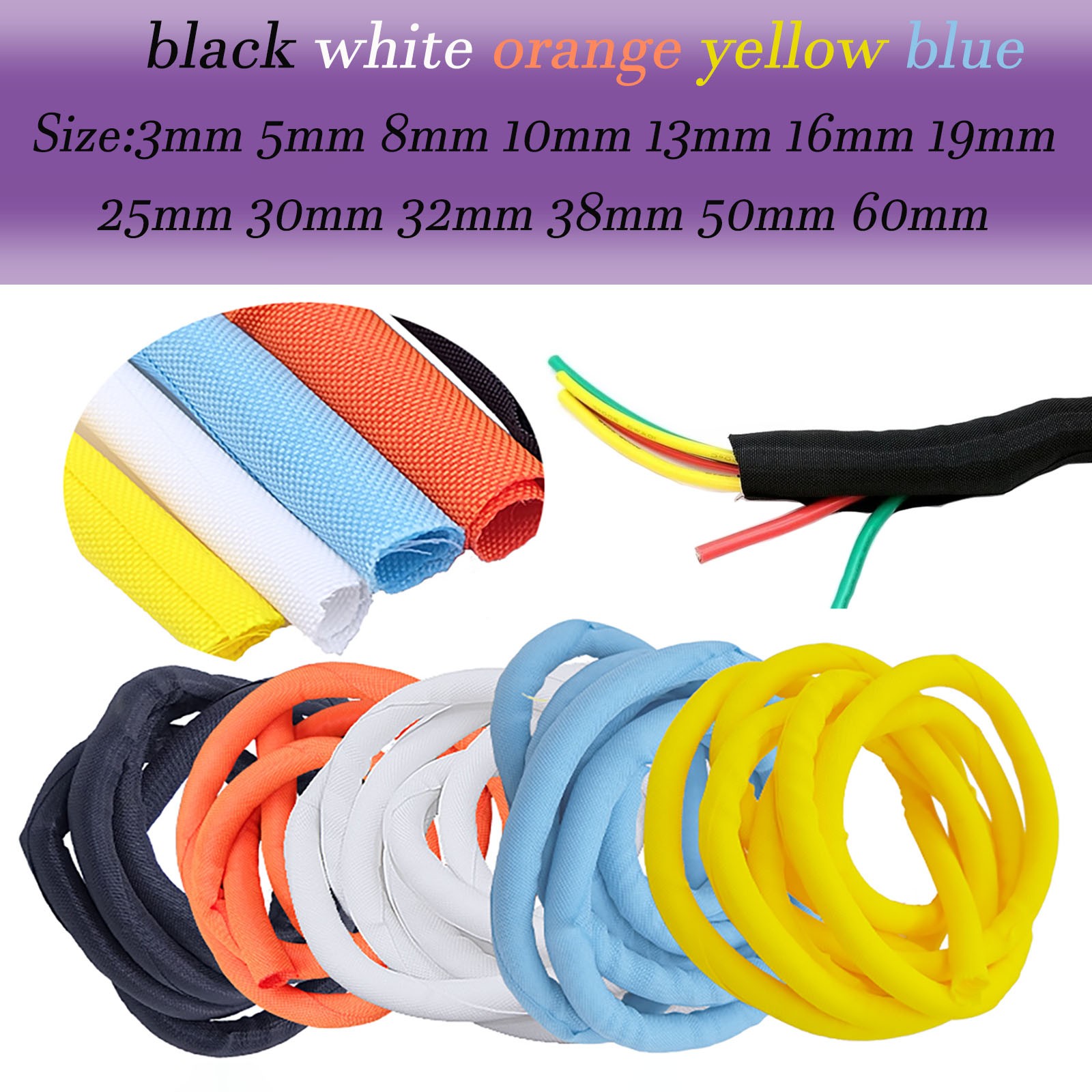 Split Braided Sleeving Tube Cable Wire Sheath Flame Retardant Insulation LOT