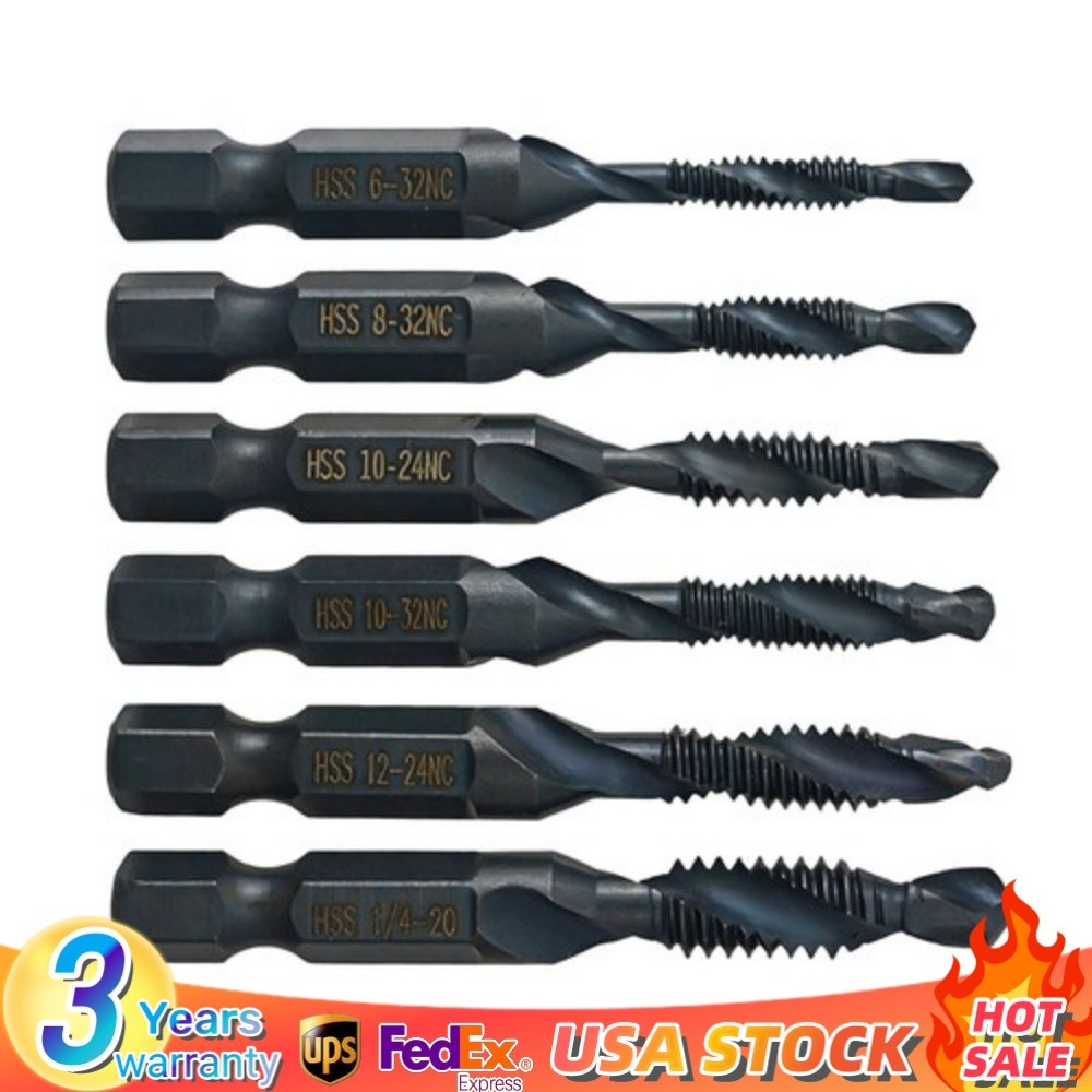 12PCS Drill Tap Bit Set American Standard Drill Tap Set High-speed Steel 4341