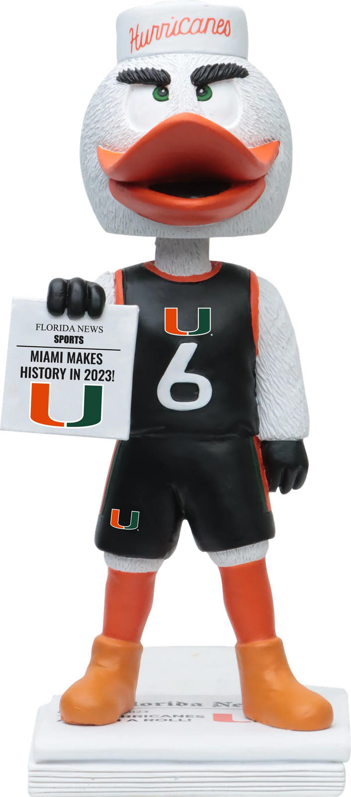 Sebastian The Ibis Miami Hurricanes 2023 Final Four Bobblehead NCAA College