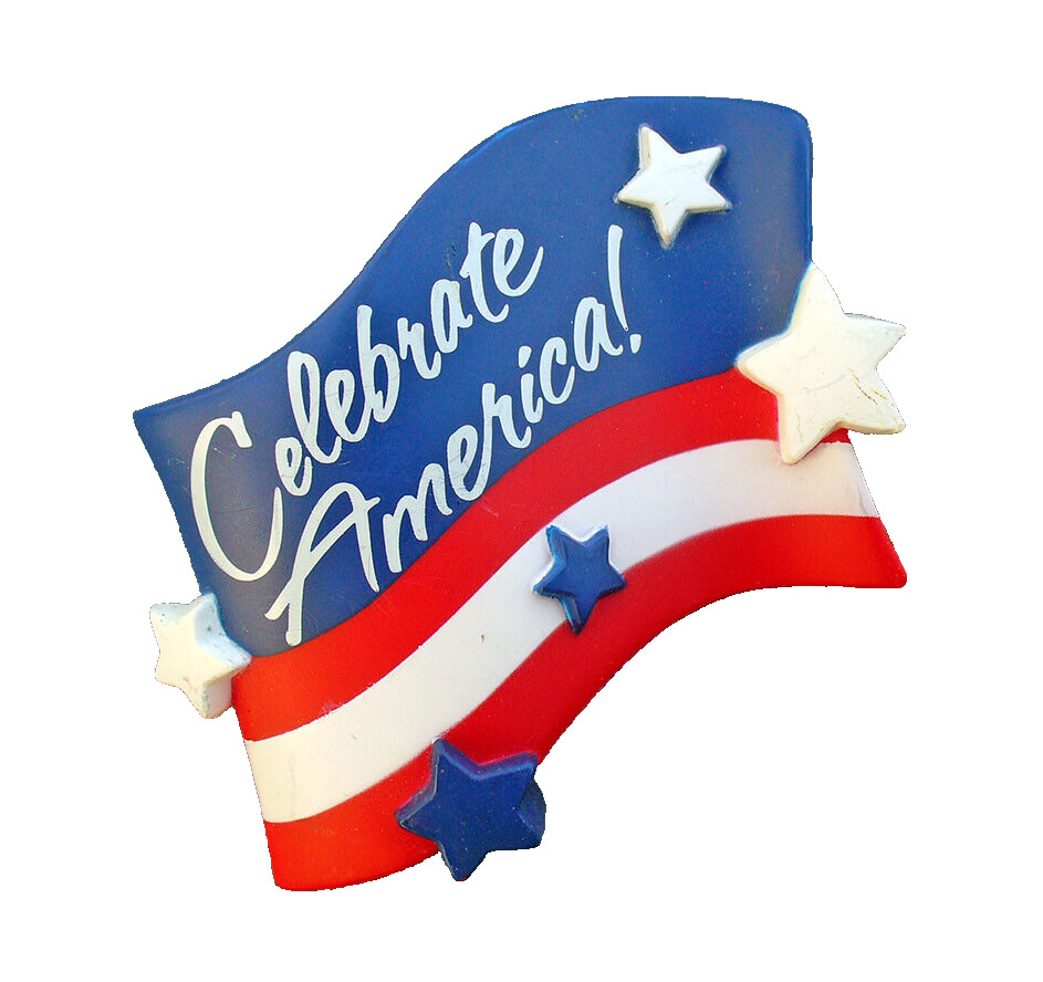 Hallmark PIN Vintage Patriotic CELEBRATE AMERICA Flag STARS STRIPES '92 4th July