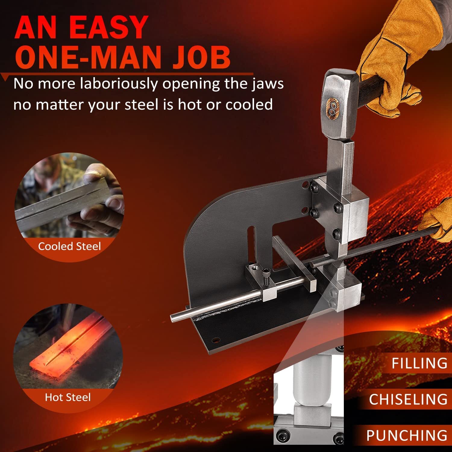 Forge Wizard Blacksmith Guillotine Tool, Cut off Much Easier With Guides Dies
