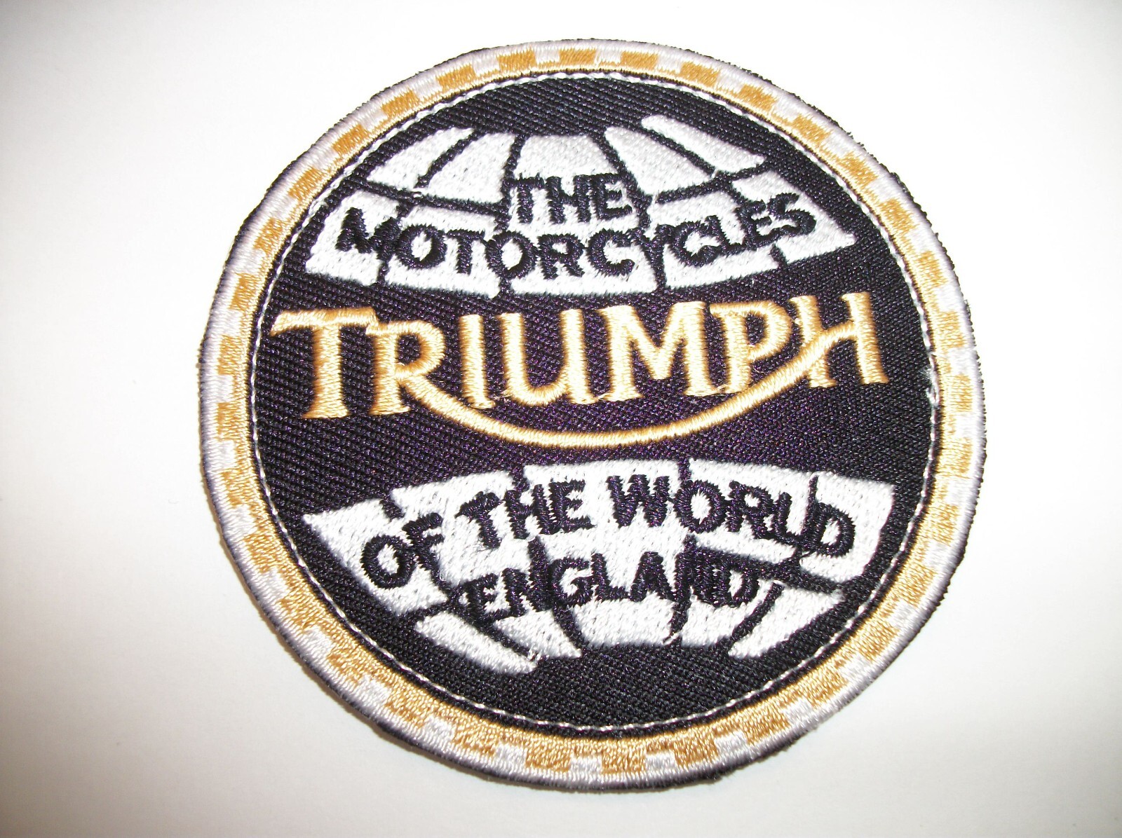 Triumph Motorcycle Biker British Embroidered Patch~3 1/8" Round~Iron Sew On