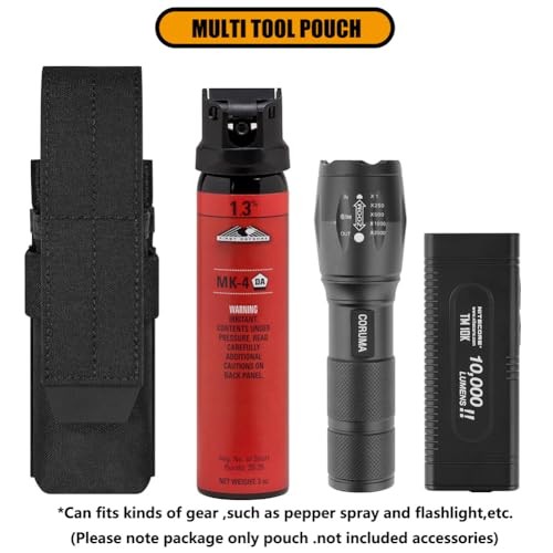 Flashlight Holster, Molle OC/Mace Spray Holder Adjustable Torch Carrier BK