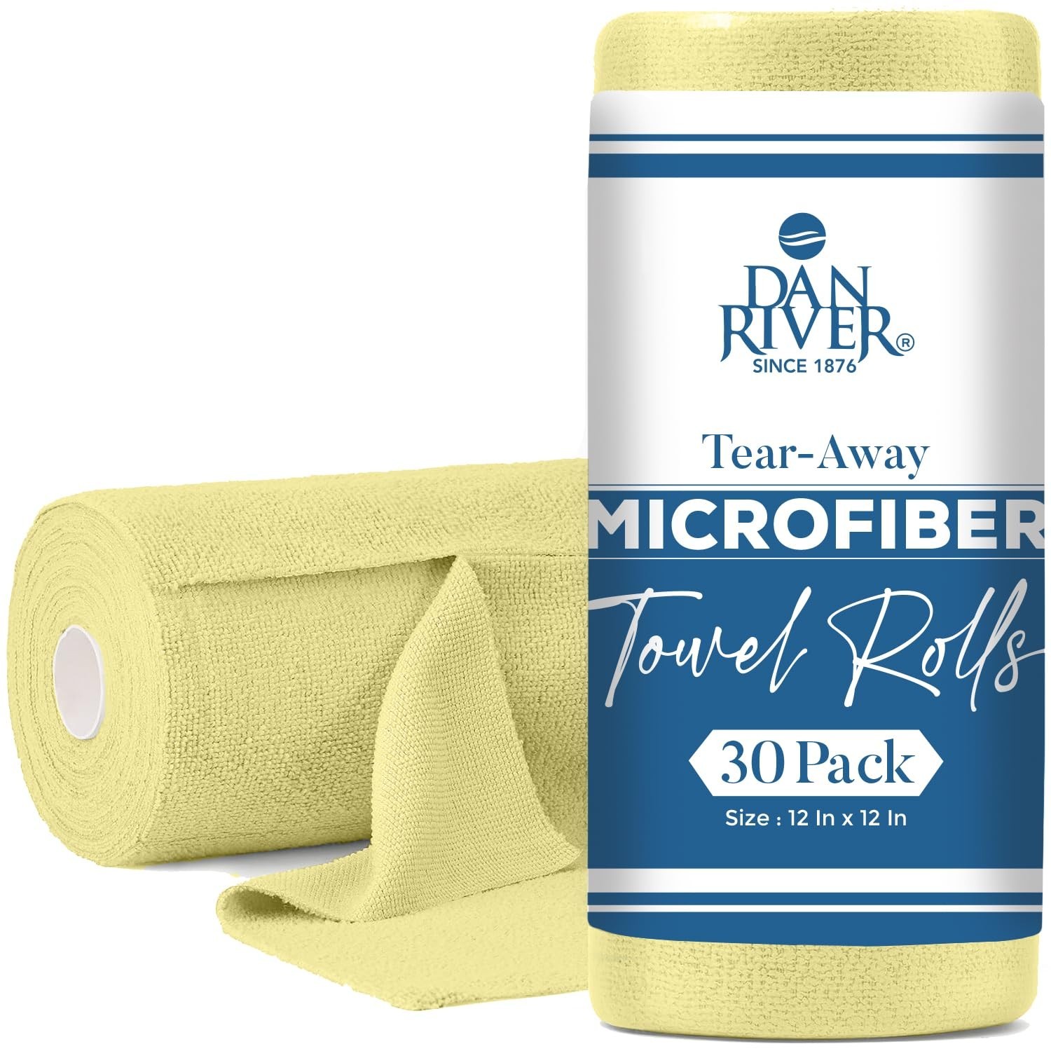DAN RIVER Microfiber Cleaning Cloth Roll - 30 Pack,12x12 Inch Reusable Tear A...