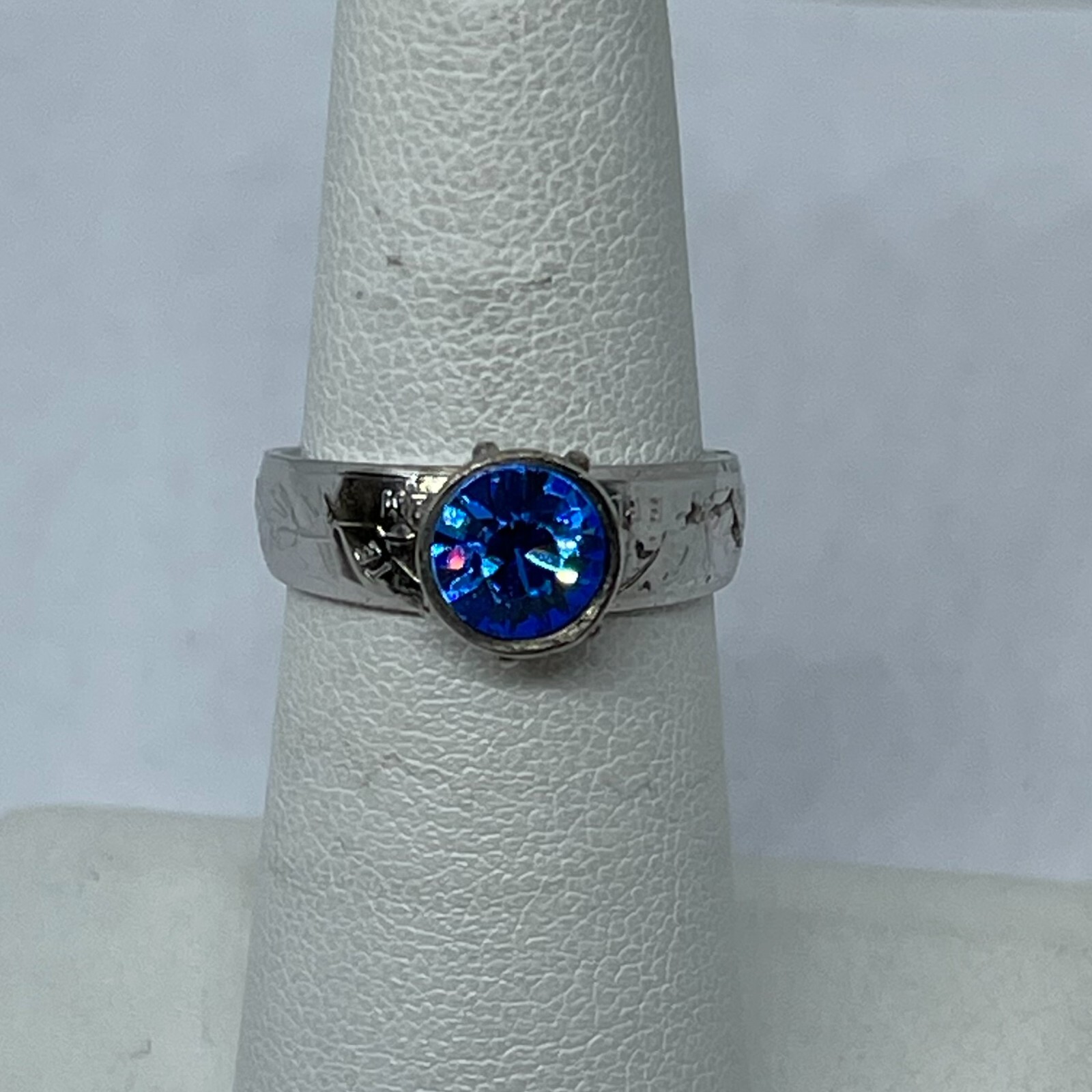 HANDMADE UNITED STATES NEVADA STATE QUARTER RING W/BLUE STONE SIZE 5.5