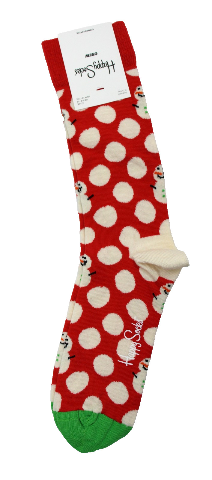 Happy Socks Crew Socks Mens 8-12 Womens 10-12.5 Snowman Holiday Christmas