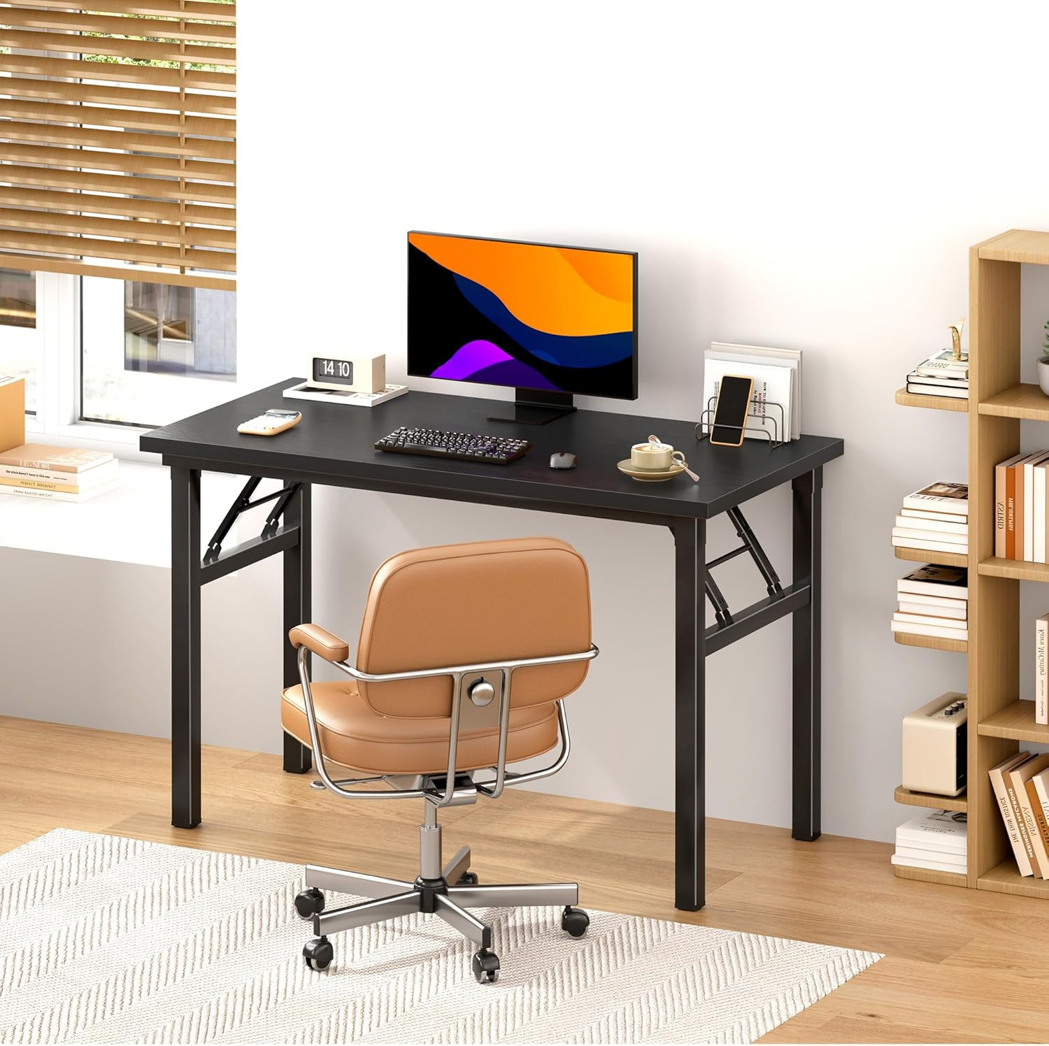 Computer Desk Folding Table 39.4 Inches Writing Desk for Small Space Study Table