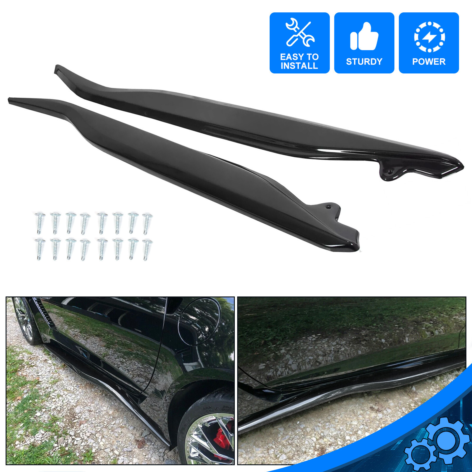 For 2014-2019 Corvette C7 Gloss Black Z06 Style Side Skirt Extensions Splitter