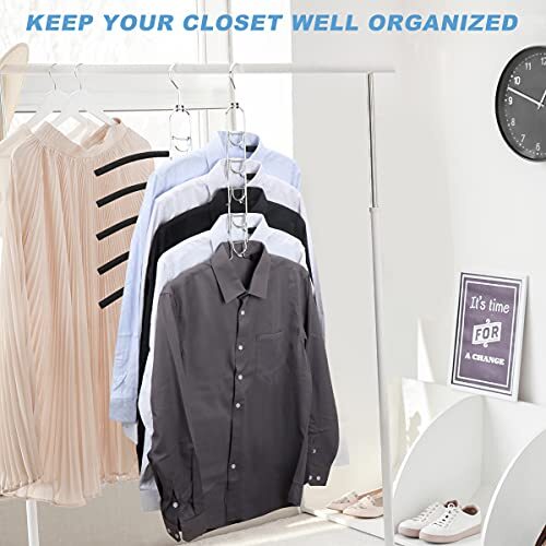 Mastom 2 Pack 5 in 1 Space Saving Hangers Multilayer Metal Clothes Hanger Space