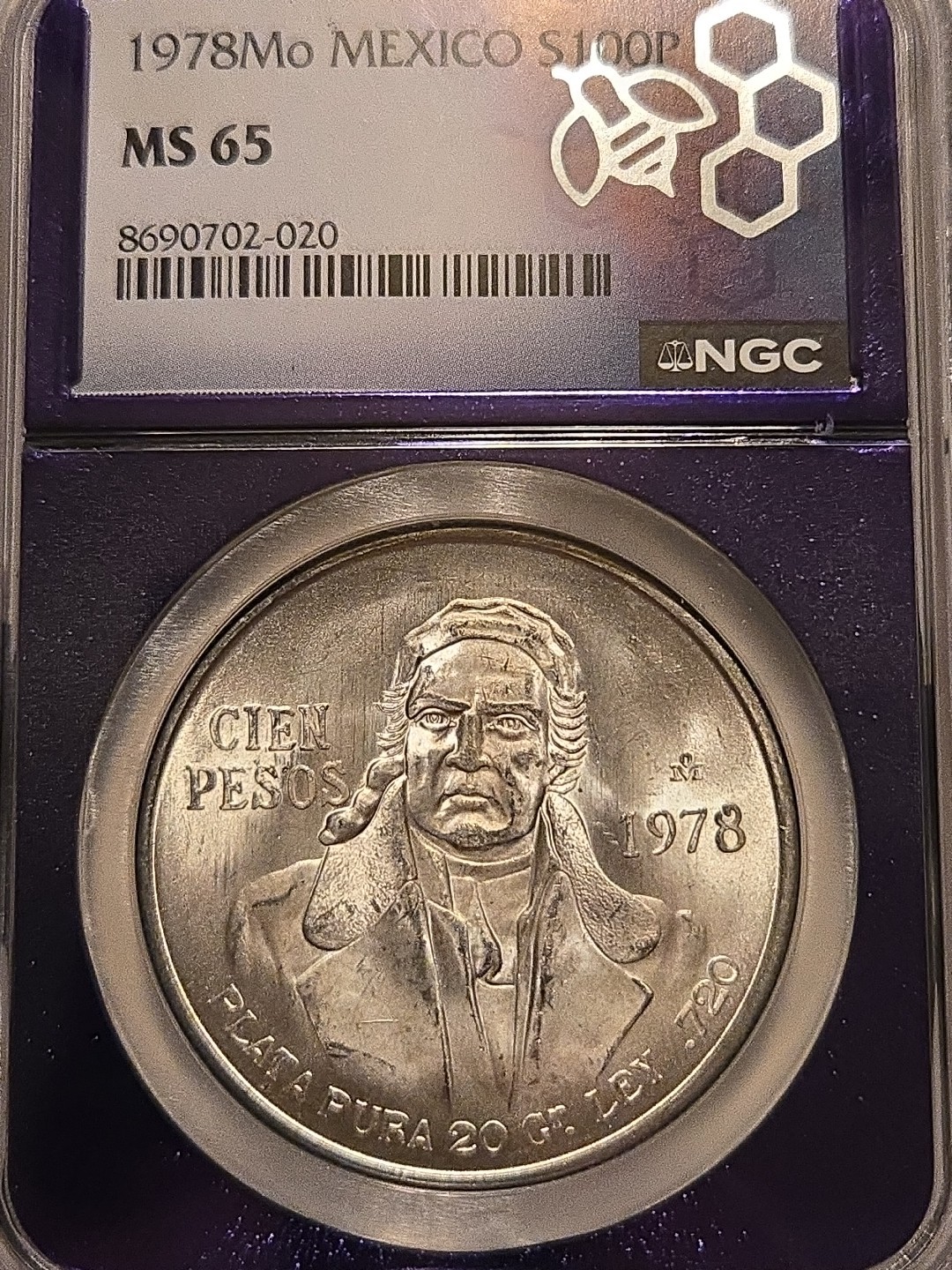 Silver 1978Mo Mexico S 100P NGC MS 65