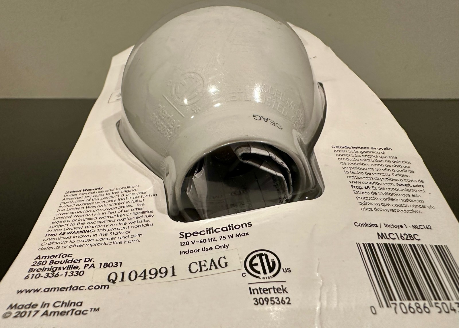 Westek Indoor Motion Activated Light Control MLC162BC White 120V *NEW*
