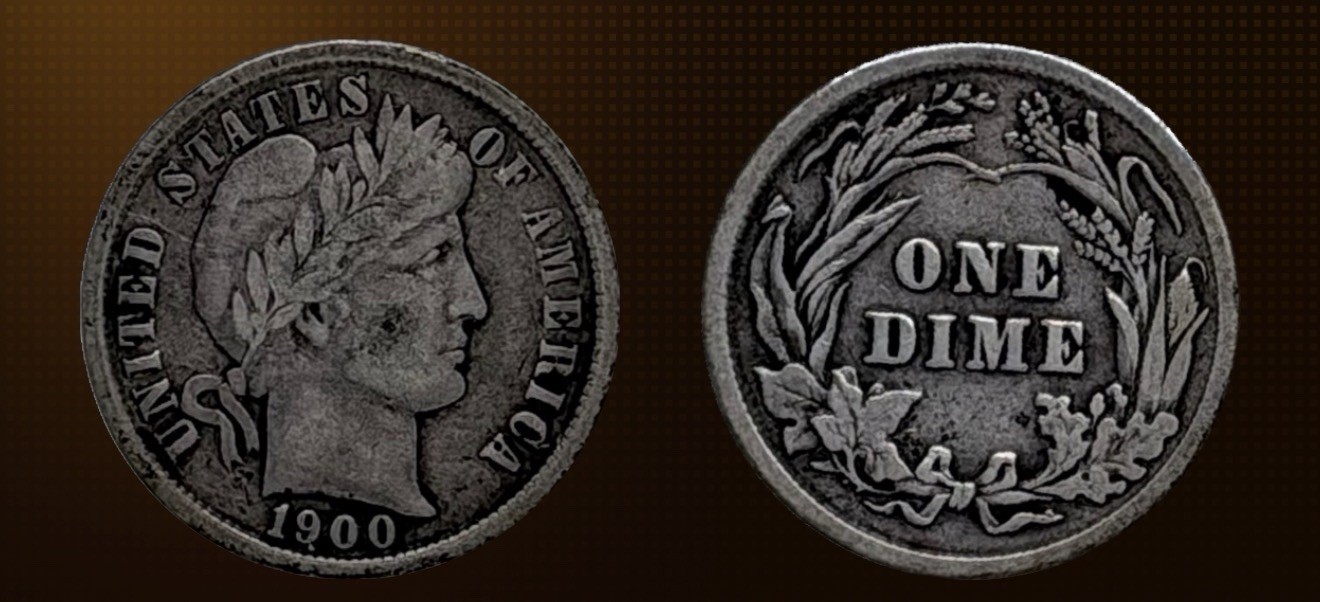 🔥🔥🔥 1900 P Barber Dime 10C  Coin ✨90%_Silver✨ #220