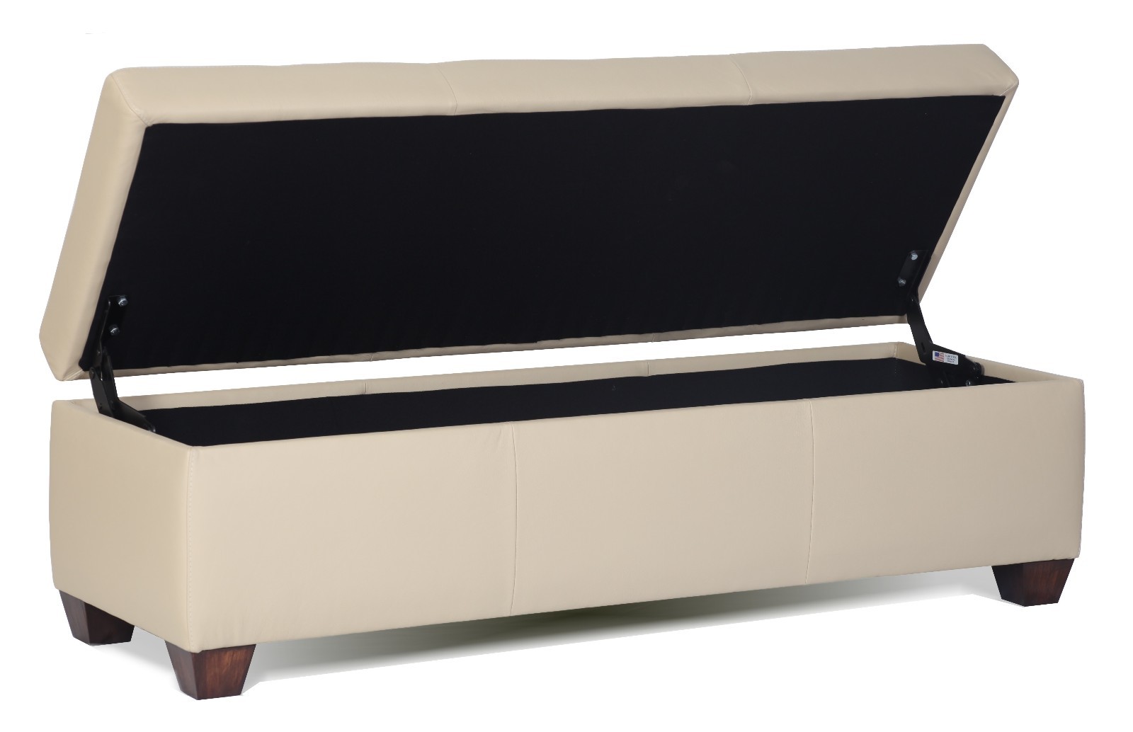 King Size Storage Bench in Bone Genuine Leather, Tufted Ottoman - Bed Chest