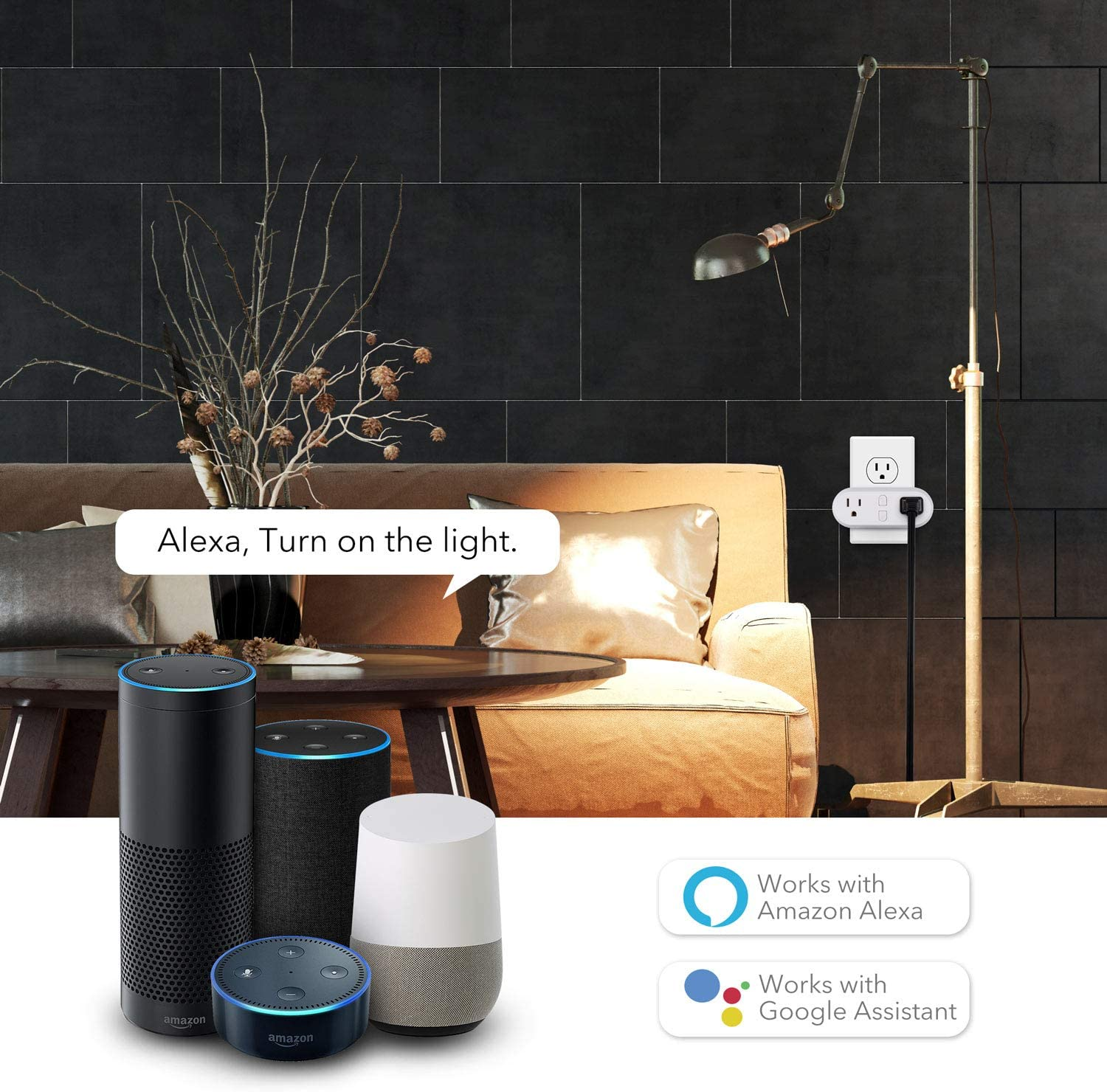 Smart Plugs WiFi Switch Outlet Extender Dual Socket Work with Alexa&Google Home