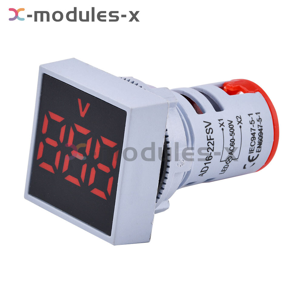 22MM AC60-500V Voltmeter Square Panel LED Digital Voltage Meter Indicator Light