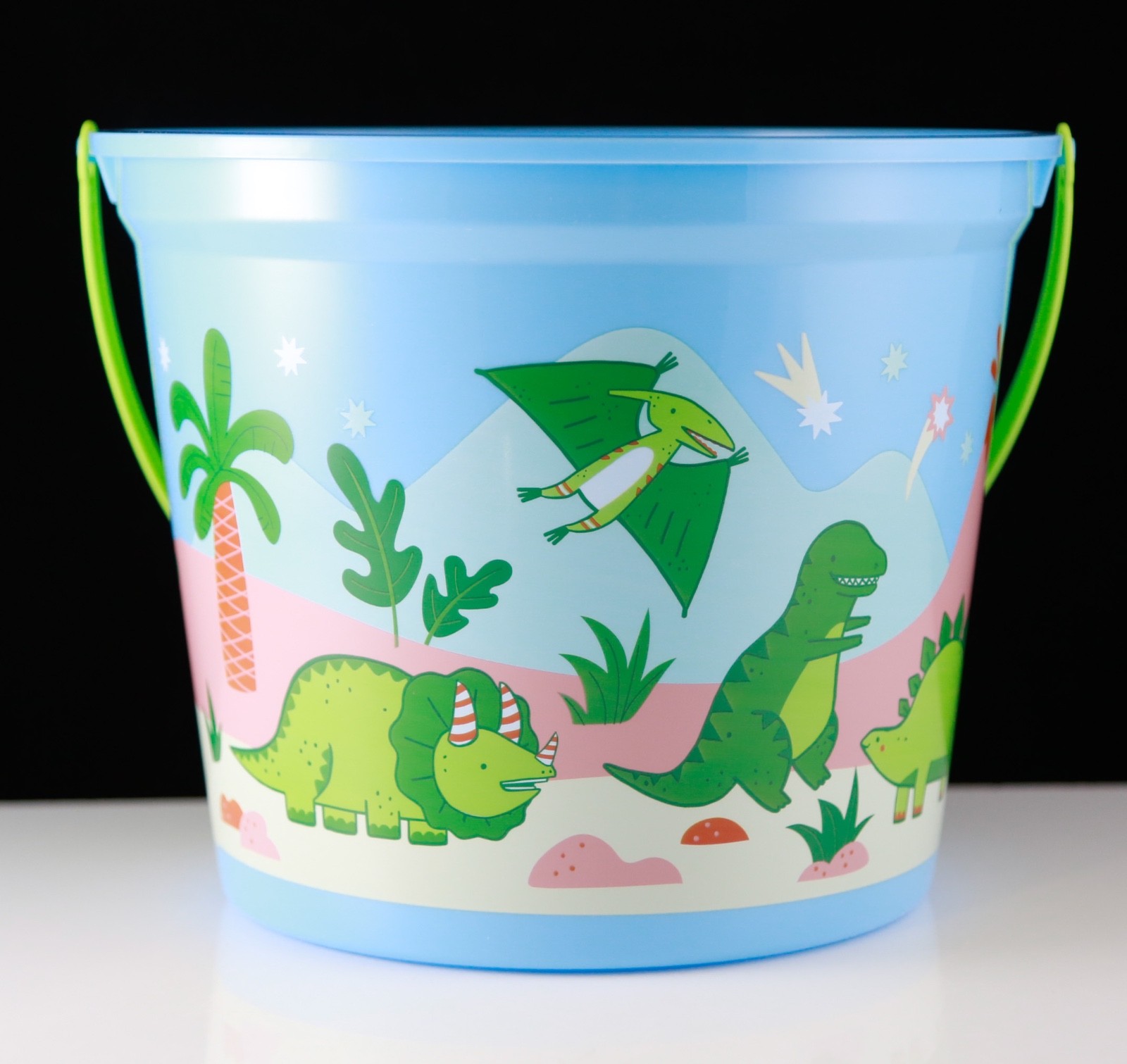 New Spritz Dinosaur Blue Bucket with Handle for Easter or Beach