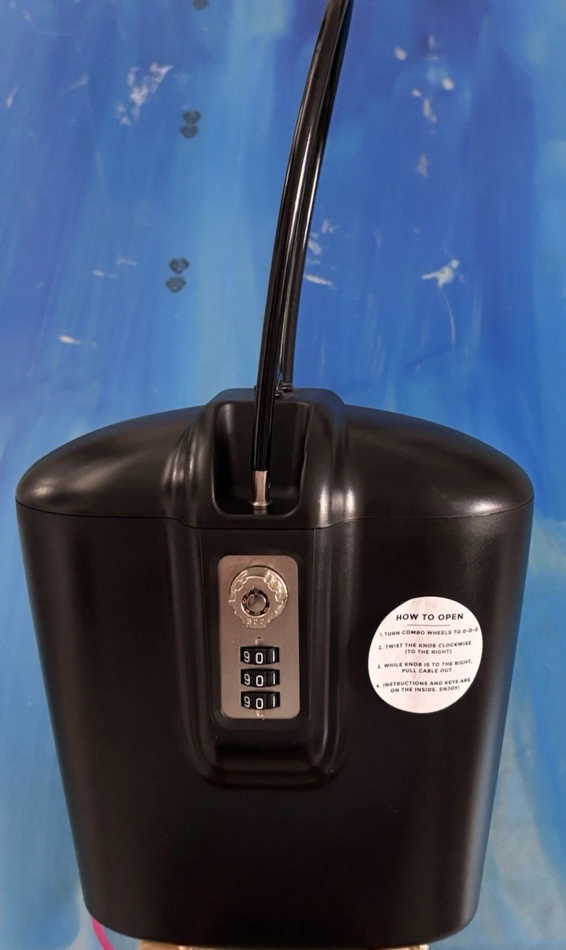 SAFEGO Portable Indoor/Outdoor Lock Box Safe with Key & Combination Access Black