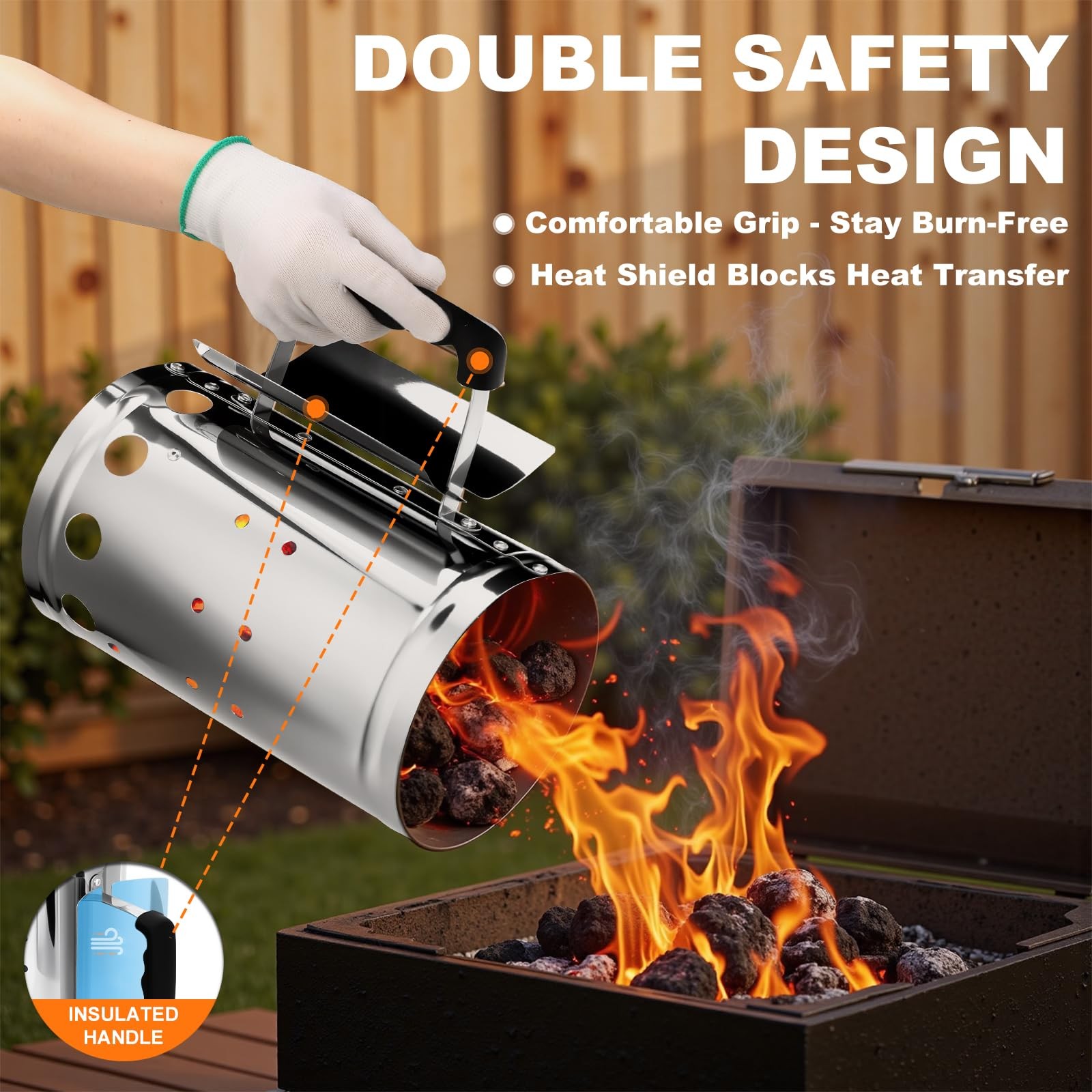 SUNLIFER Charcoal Chimney Starter, BBQ Grill Quick Rapid Fire Starter Chimney...