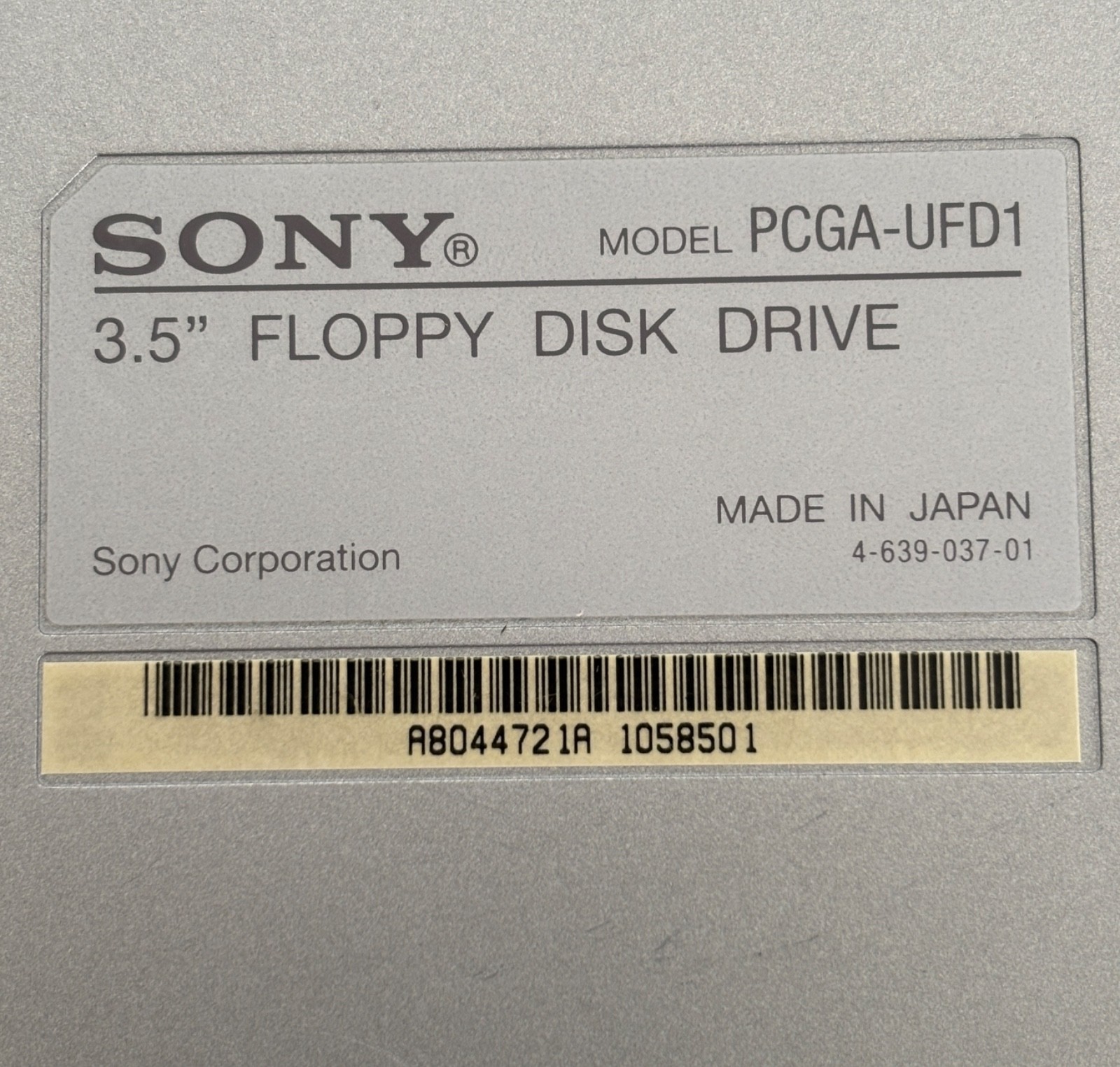 Sony VAIO PCGA-UFD1 3.5 inch External Portable Diskette Floppy Disk Drive USB