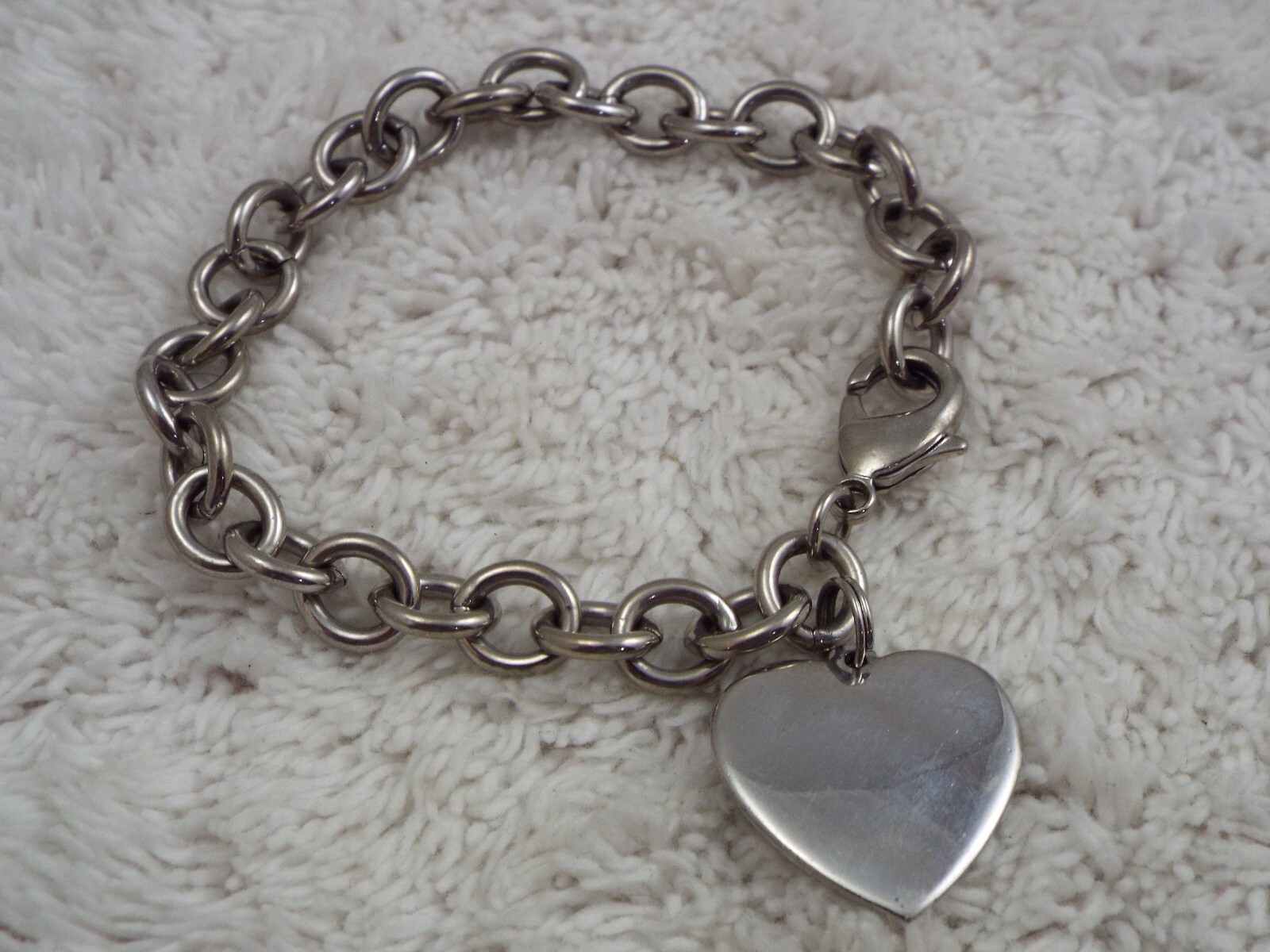 Silvertone Heart Charm Bracelet