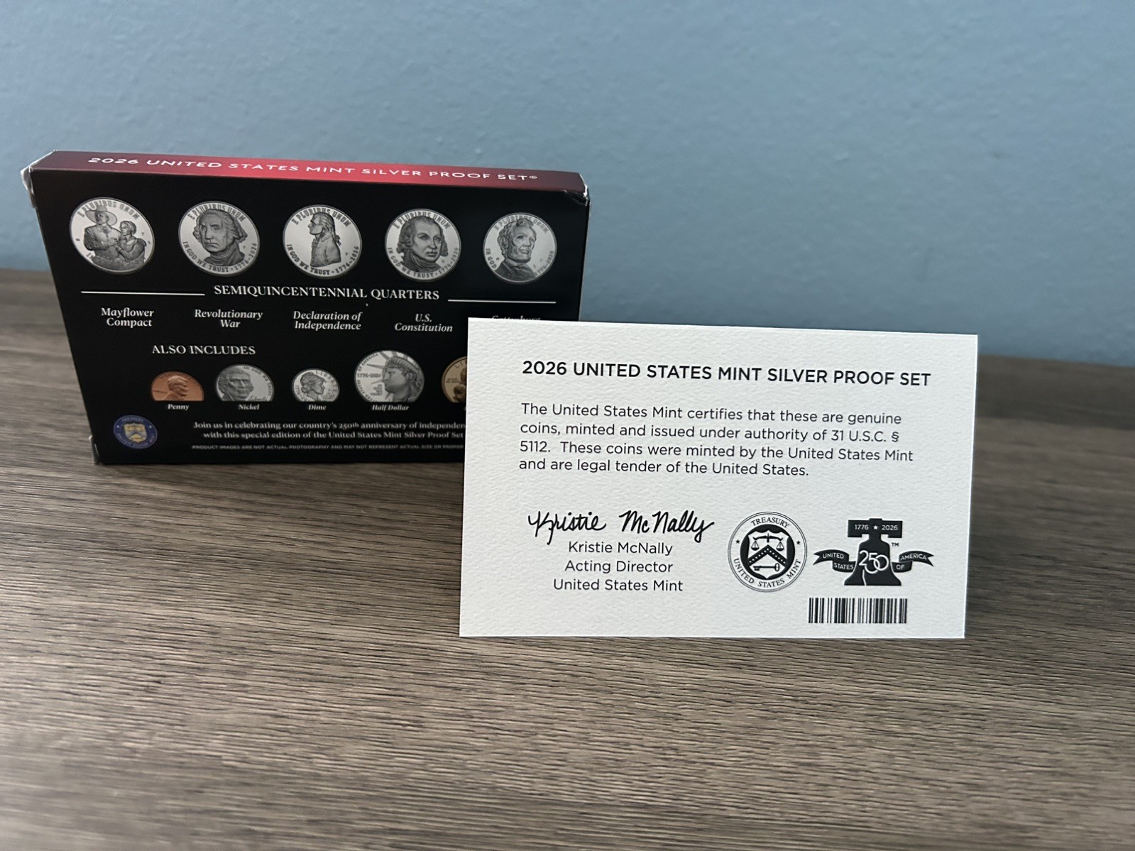2026 S US Mint Semiquin. Silver Proof Set No Quarters. Includes COA and Box