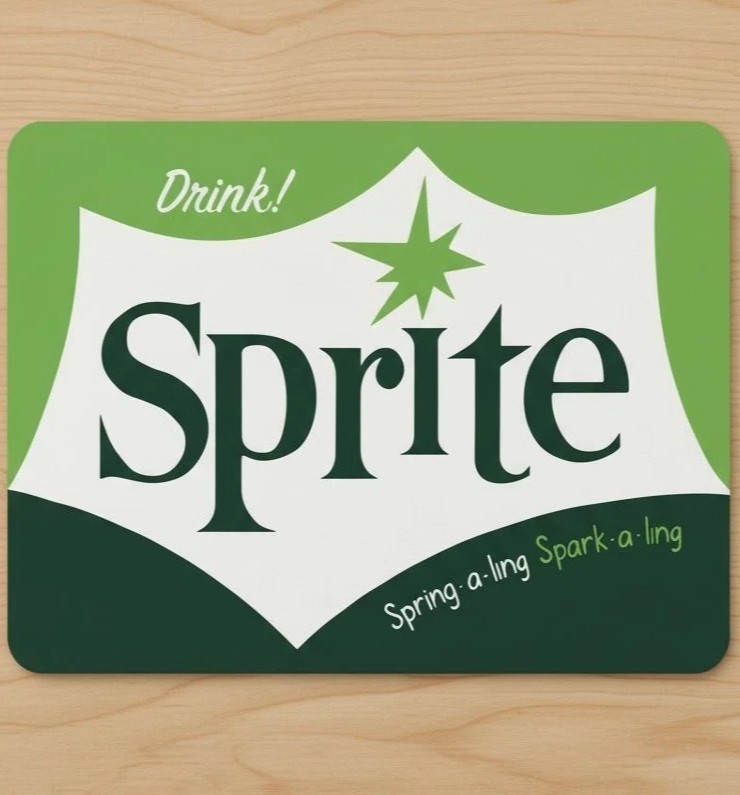 Sprite 9.5 x 8 Mouse Pad With Anti-Slip Rubber Backing Made In USA