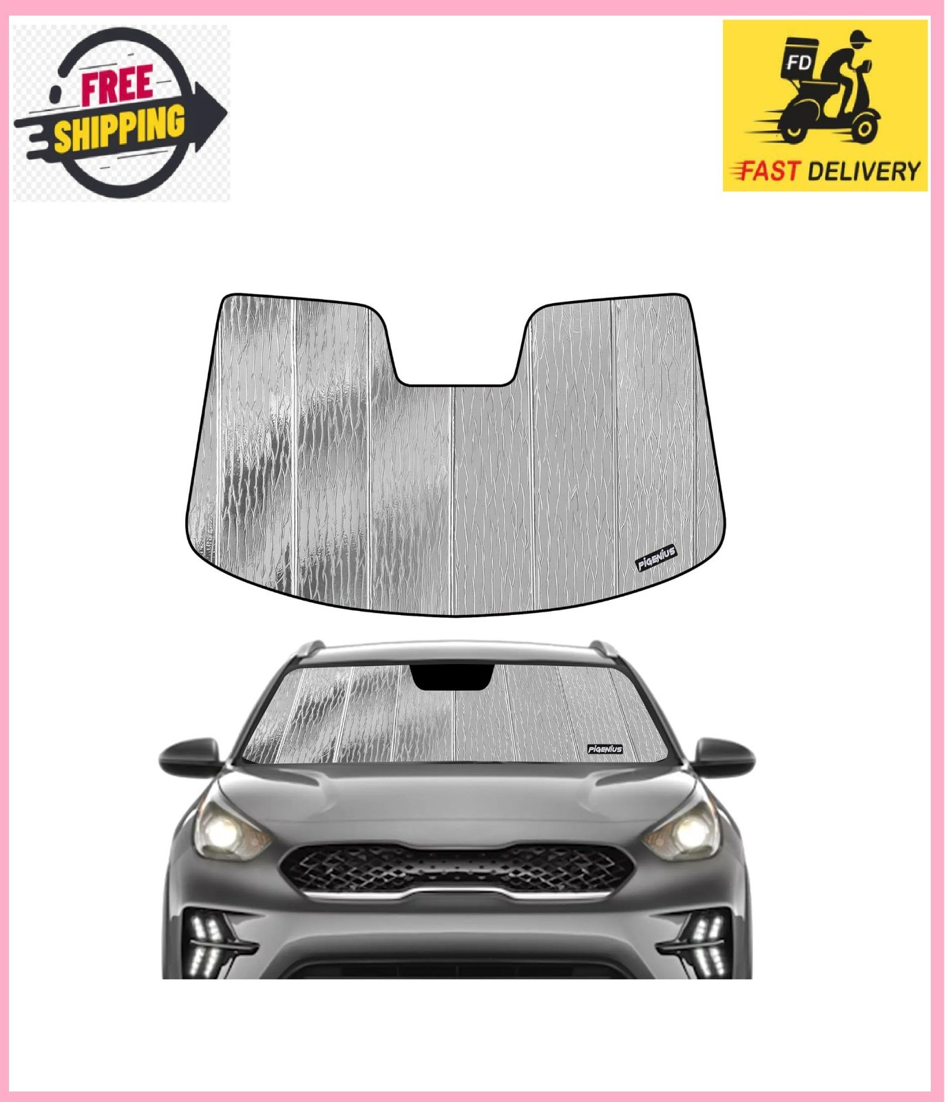 Windshield Sunshade for Kia NIRO 2017-2022 (Gen 1 / DE) Hybrid/EV, Reversible