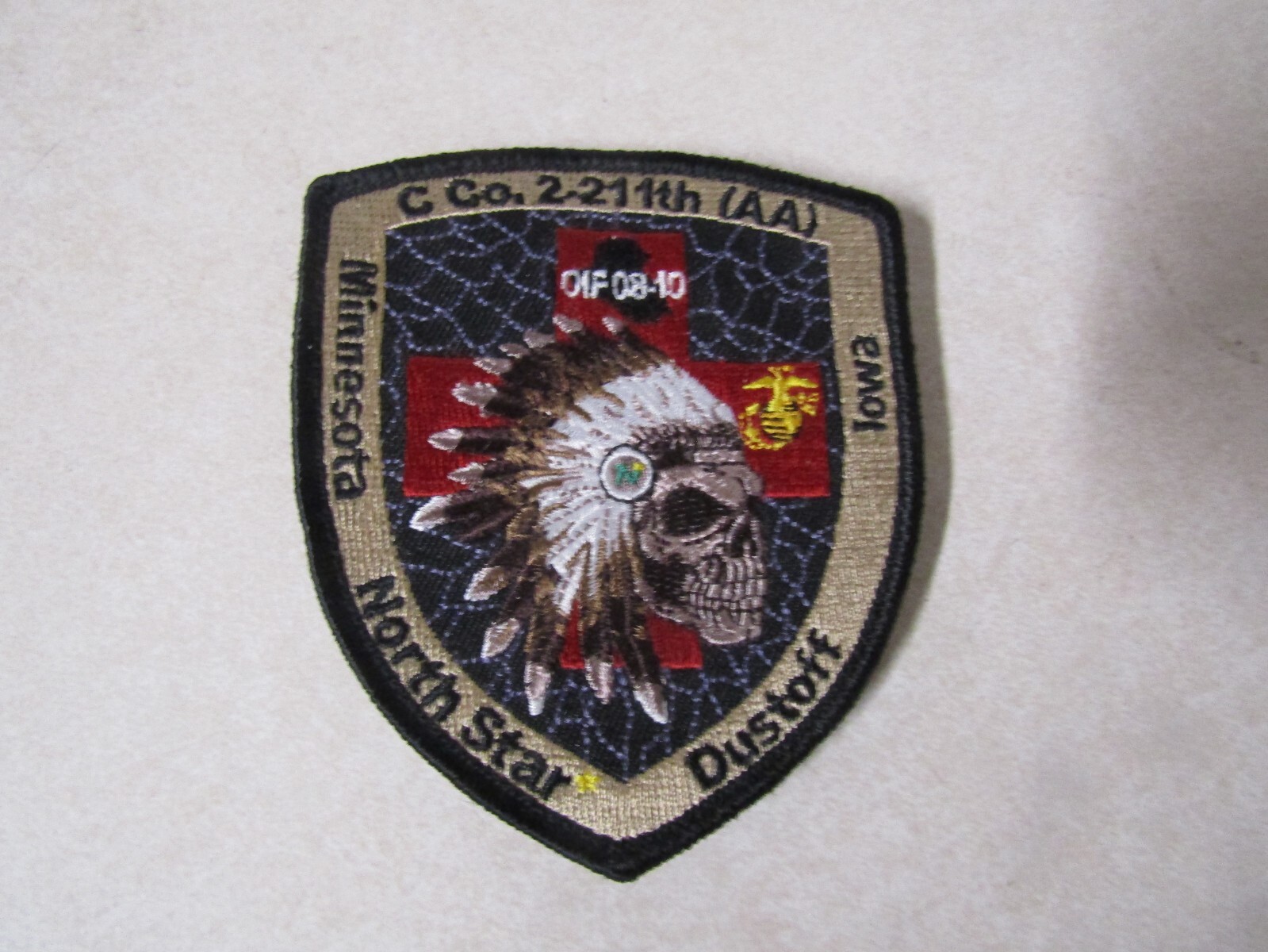 MILITARY PATCH HOOK & LOOP C CO 2-211TH AA MINNESOTA IOWA NORTH STAR DUSTOFF OIF