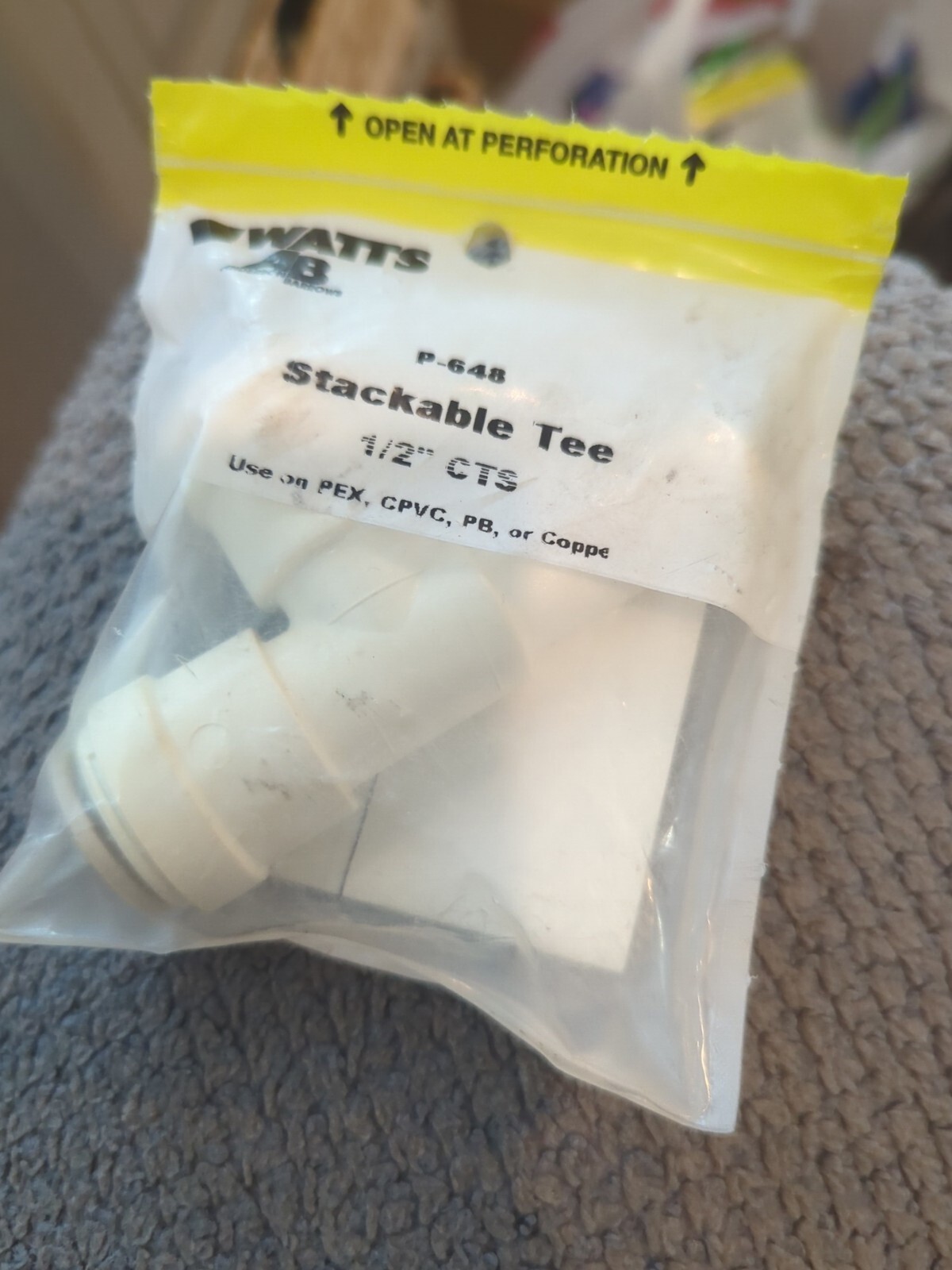 PEX Quick Connect Stackable Tee, 1/2-In. Copper Tube 3533-10 P-648