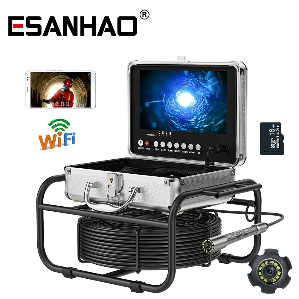 23mm WIFI Drain Sewer Camera Pipe Inspection Camera DVR 16GB 9'' Monitor 20M
