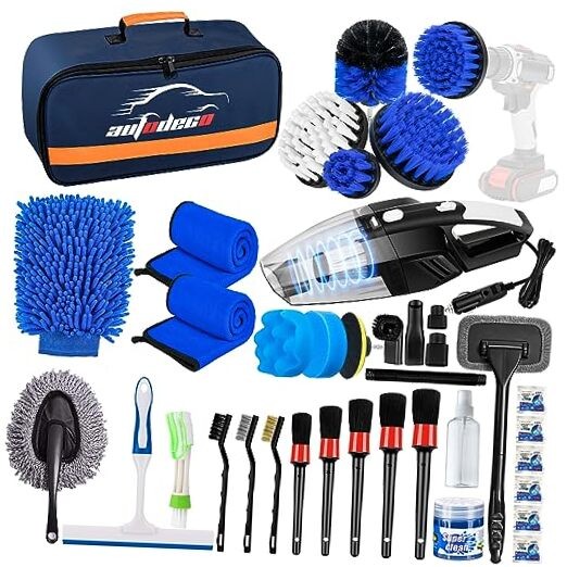 37Pcs Car Detailing Brush Set, Car Detailing Kit, Auto Detailing 37pcs 008Blue