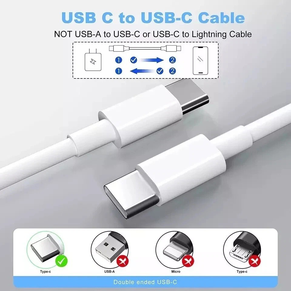USB-C to USB-C Fast Charging Cable 10FT (2-Pack) 60W Type-C for Apple & Android