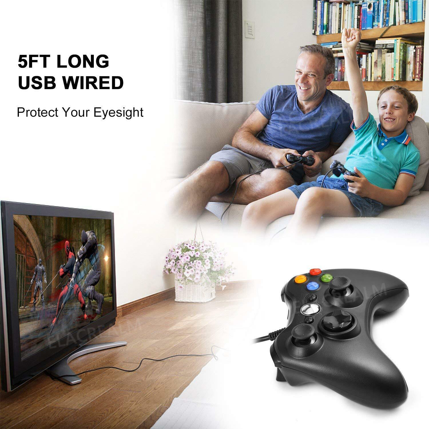 Wired Xbox 360 Controller Gamepad for Microsoft Xbox 360/ PC Windows 10 8.1 8 7