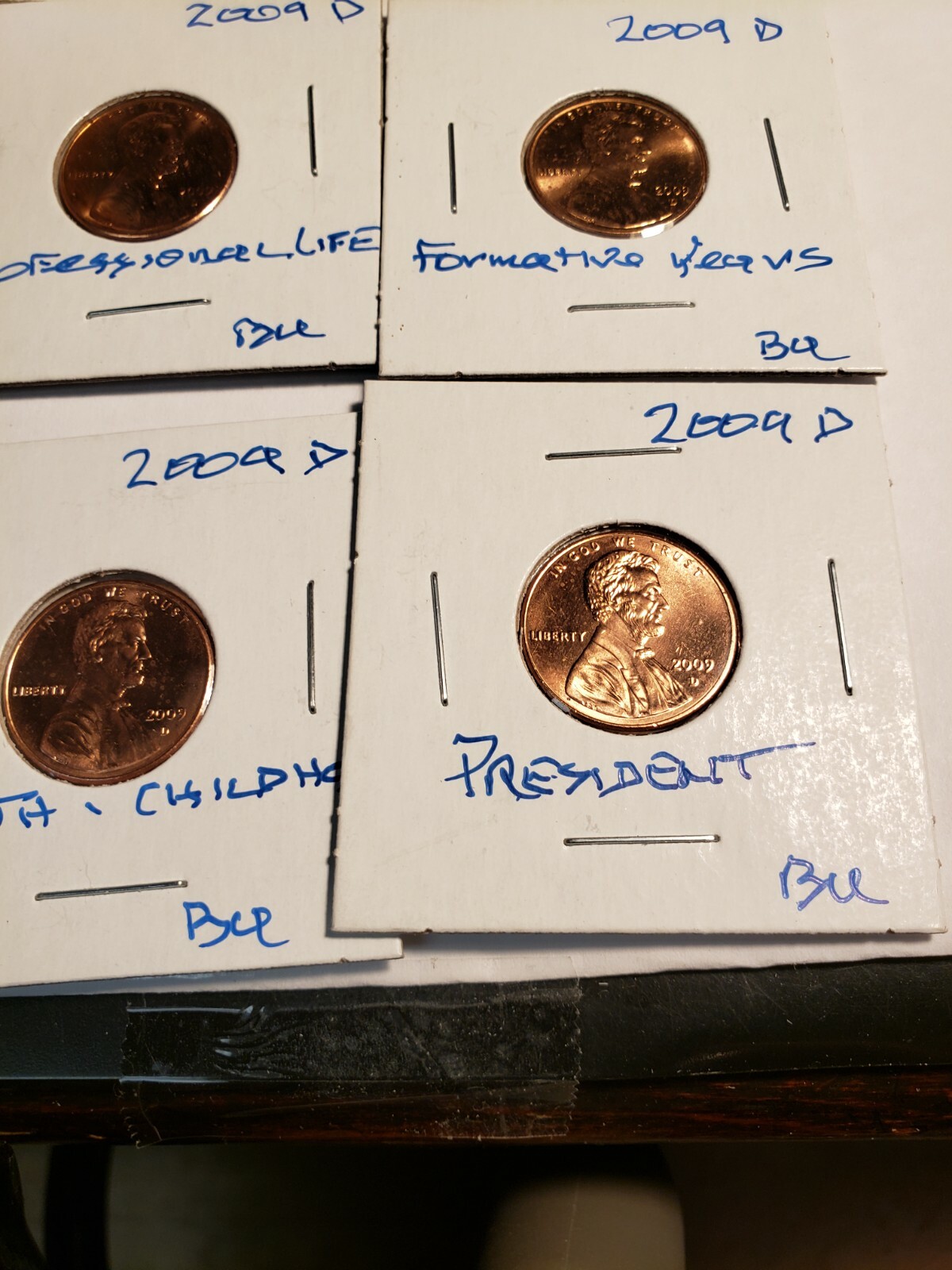 BRILLIANT UNCIRCULATED BU SET OF 4 2009 D MEMORIAL PENNIES