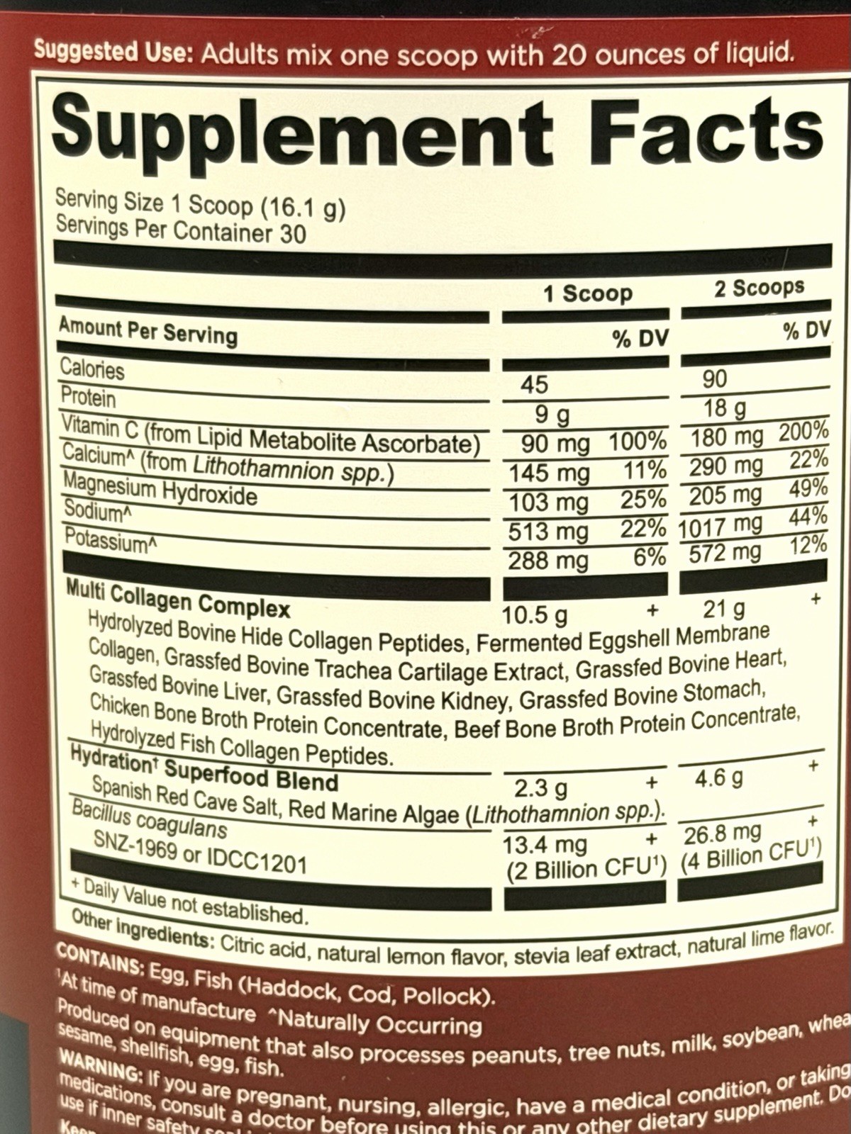 Ancient Nutrition Multi Collagen Protein Hydrate 16.9 Oz. Lemon Lime. Exp 12/26.